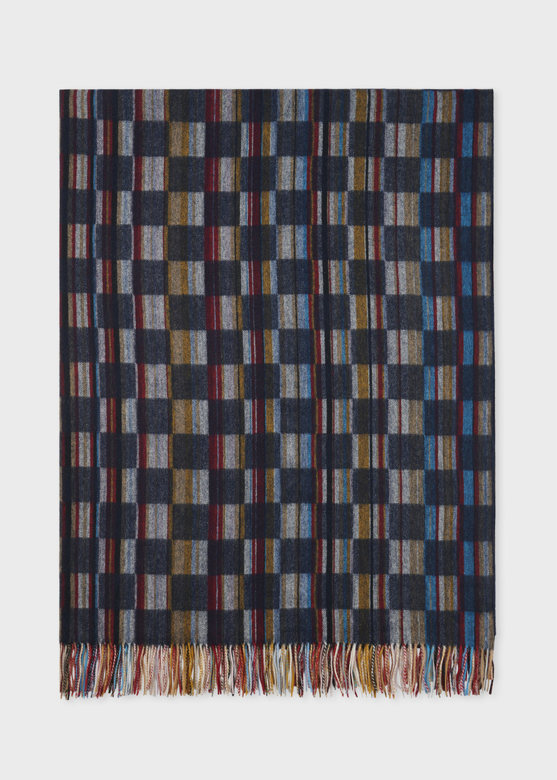 Lambswool 'Signature Stripe' Check Blanket 1