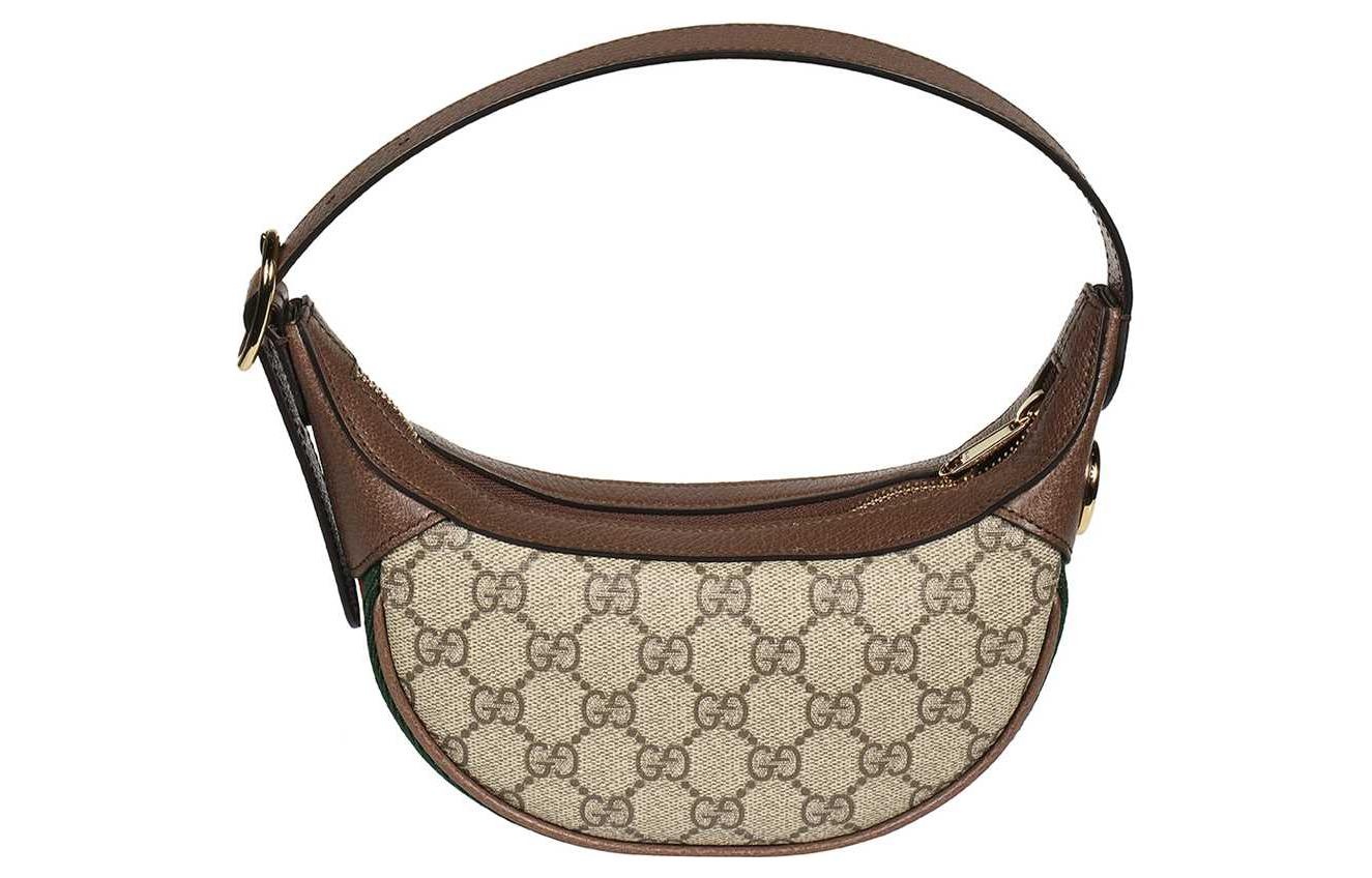 (WMNS) Gucci Ophidia Retro Logo Stripe Webbing Canvas Armpit Ebony / Brown Shoulder Bag 658551-96IWG - 3