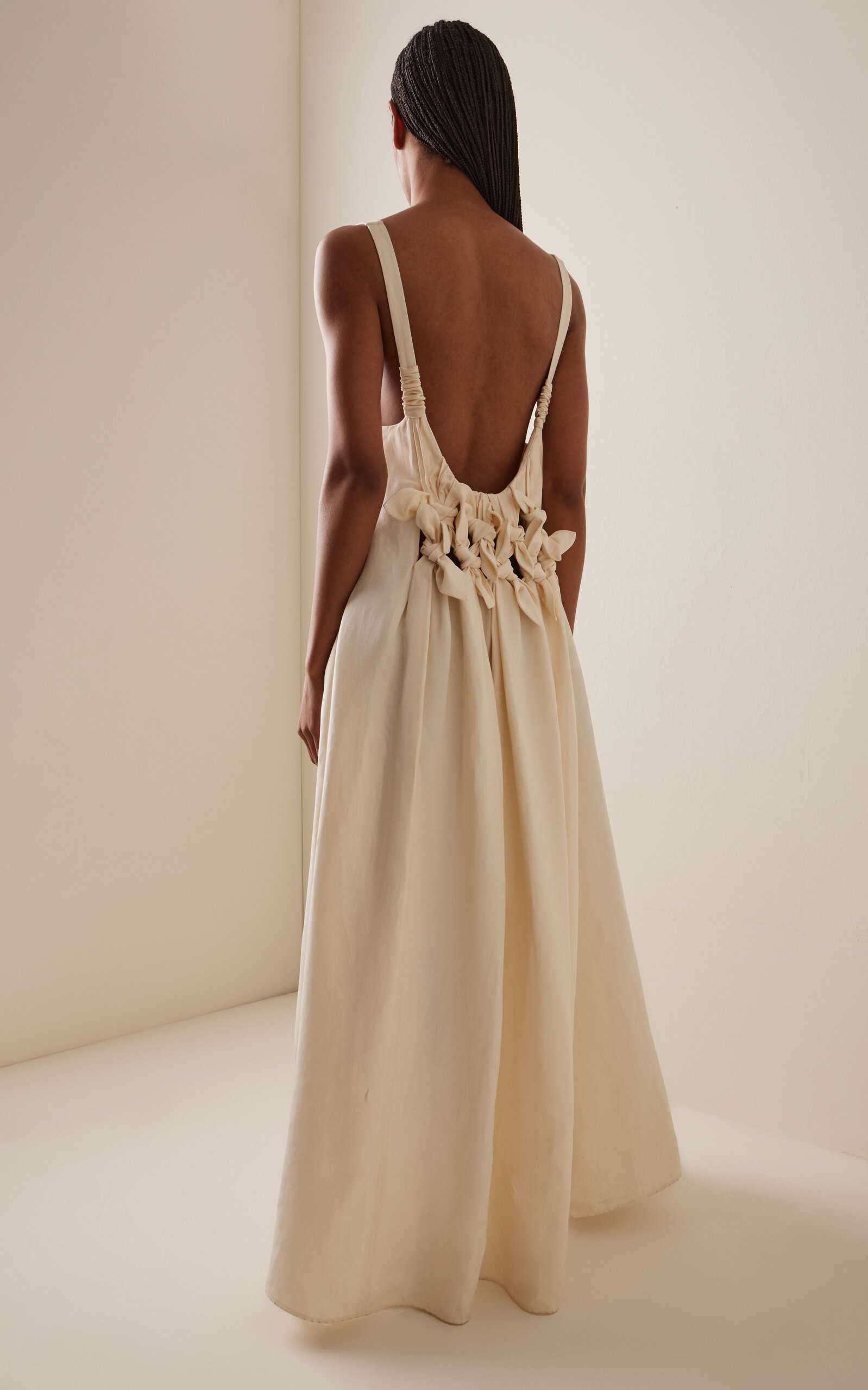 Aras Knotted Linen-Silk Maxi Dress ivory - 4