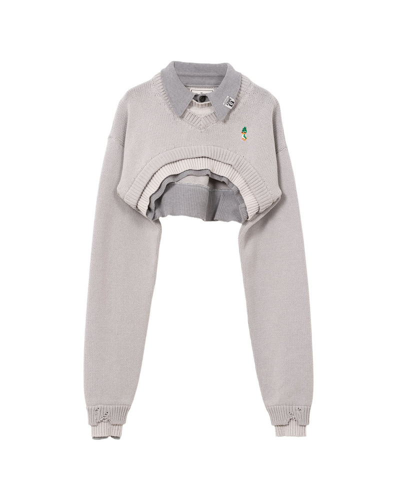 Triple Layered Cropped Knit Sweater 17