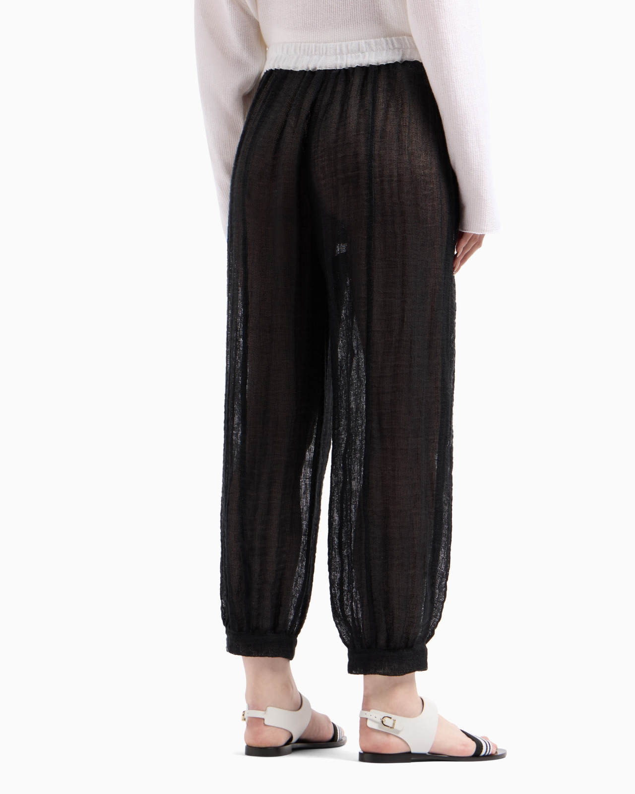 LINEN BLEND MESH TROUSERS - 3