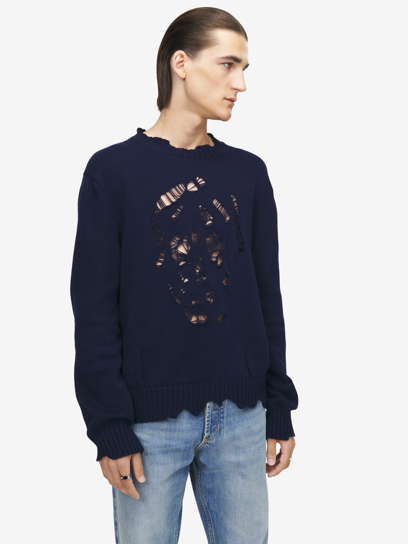 Alexander McQueen Distressed Skull Jumper outlook