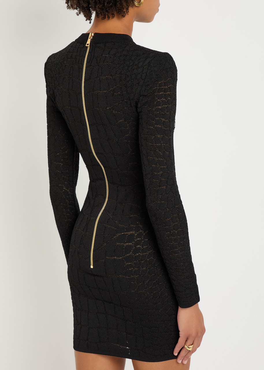 Balmain Sequin-embellished Crocodile-knit Mini Dress - 3