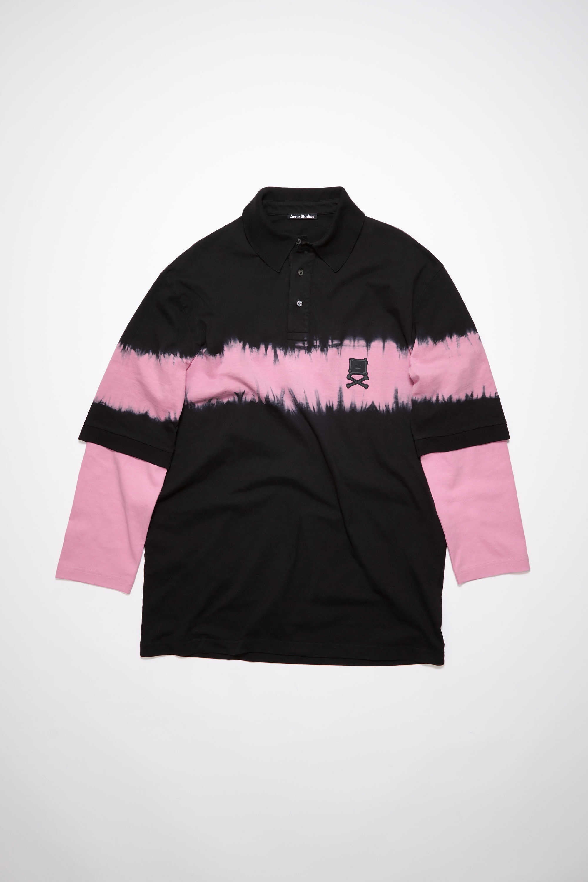 Tie-dye stripe polo t-shirt - Black - 1