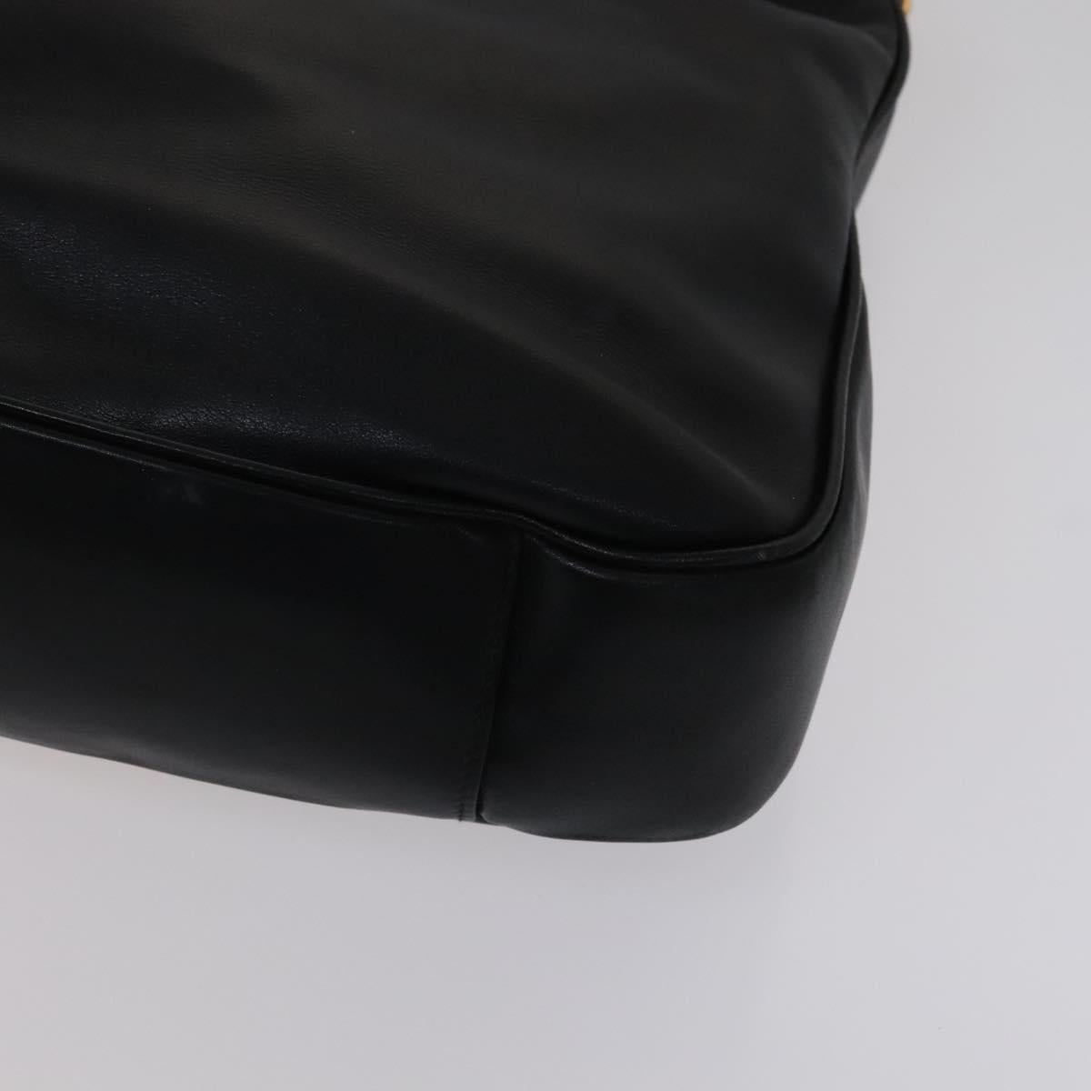 GUCCI Bamboo Hand Bag Leather Black Gold - 9