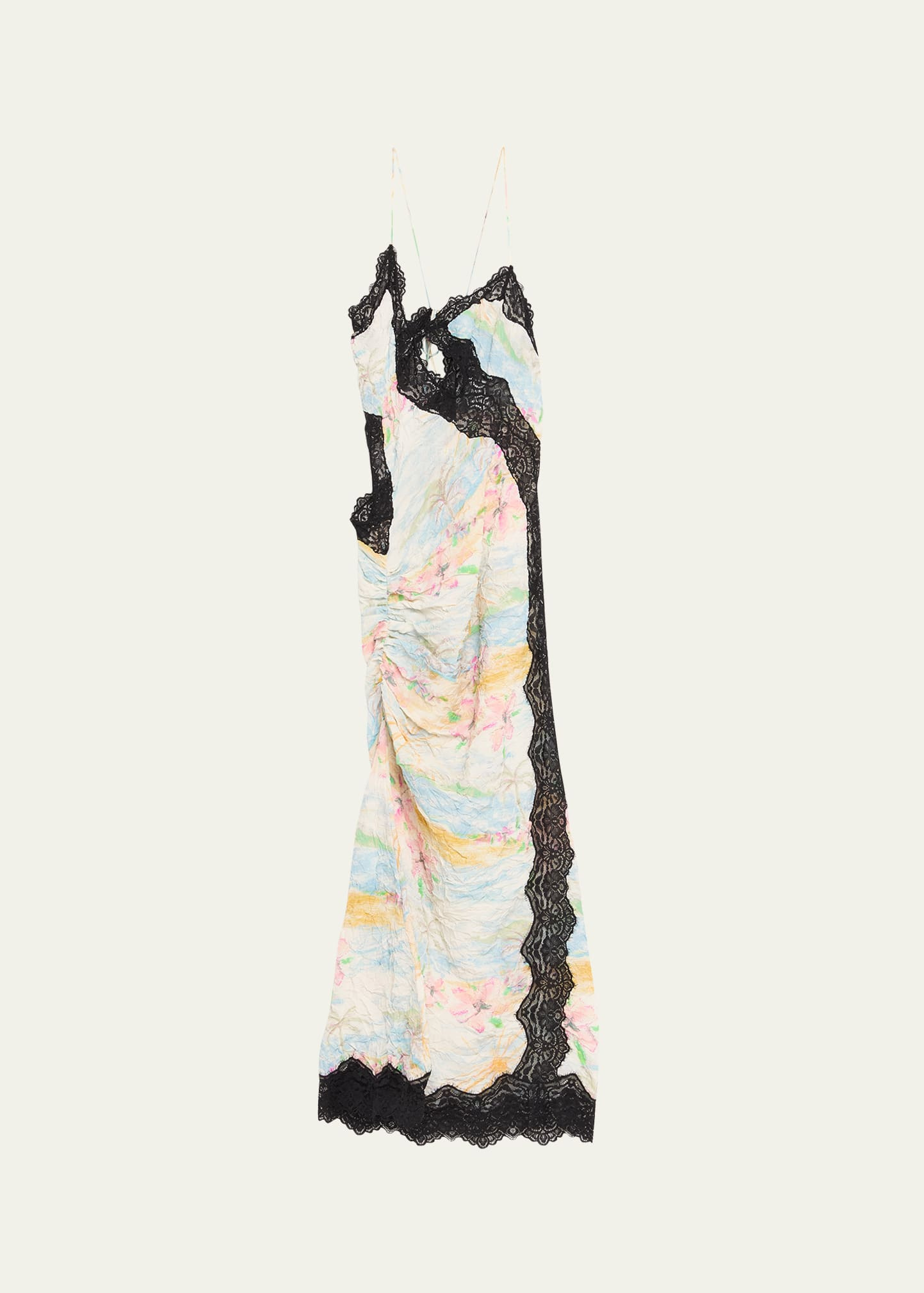 Crinkle Satin Lace Twisted Cami Dress - 1