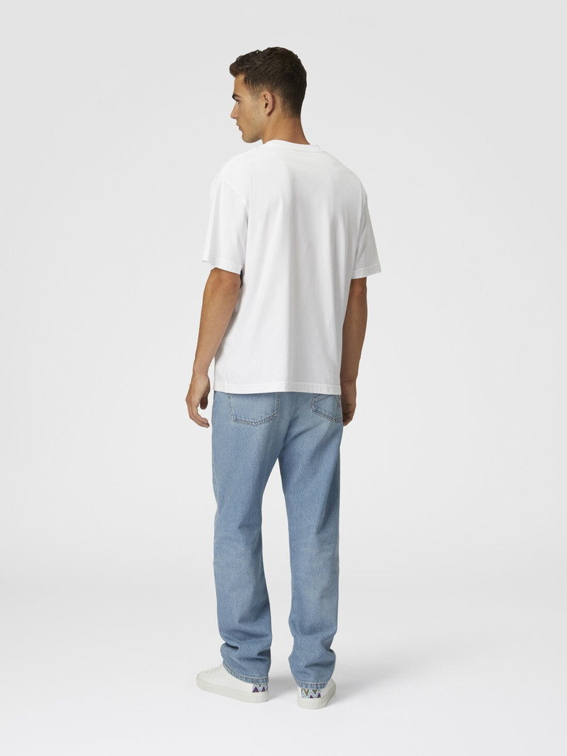 Cotton crewneck T-shirt with macro zigzag print 3