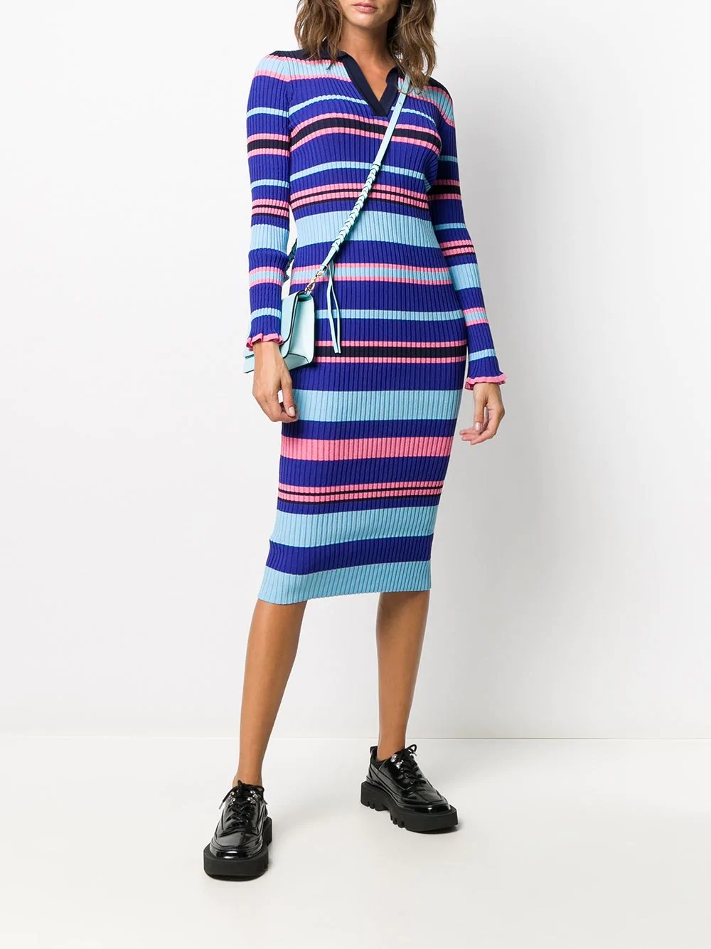 striped polo shirt midi dress - 2