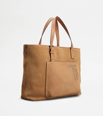 Tod's TOD'S SHOPPING BAG IN SUEDE MEDIUM - BROWN outlook