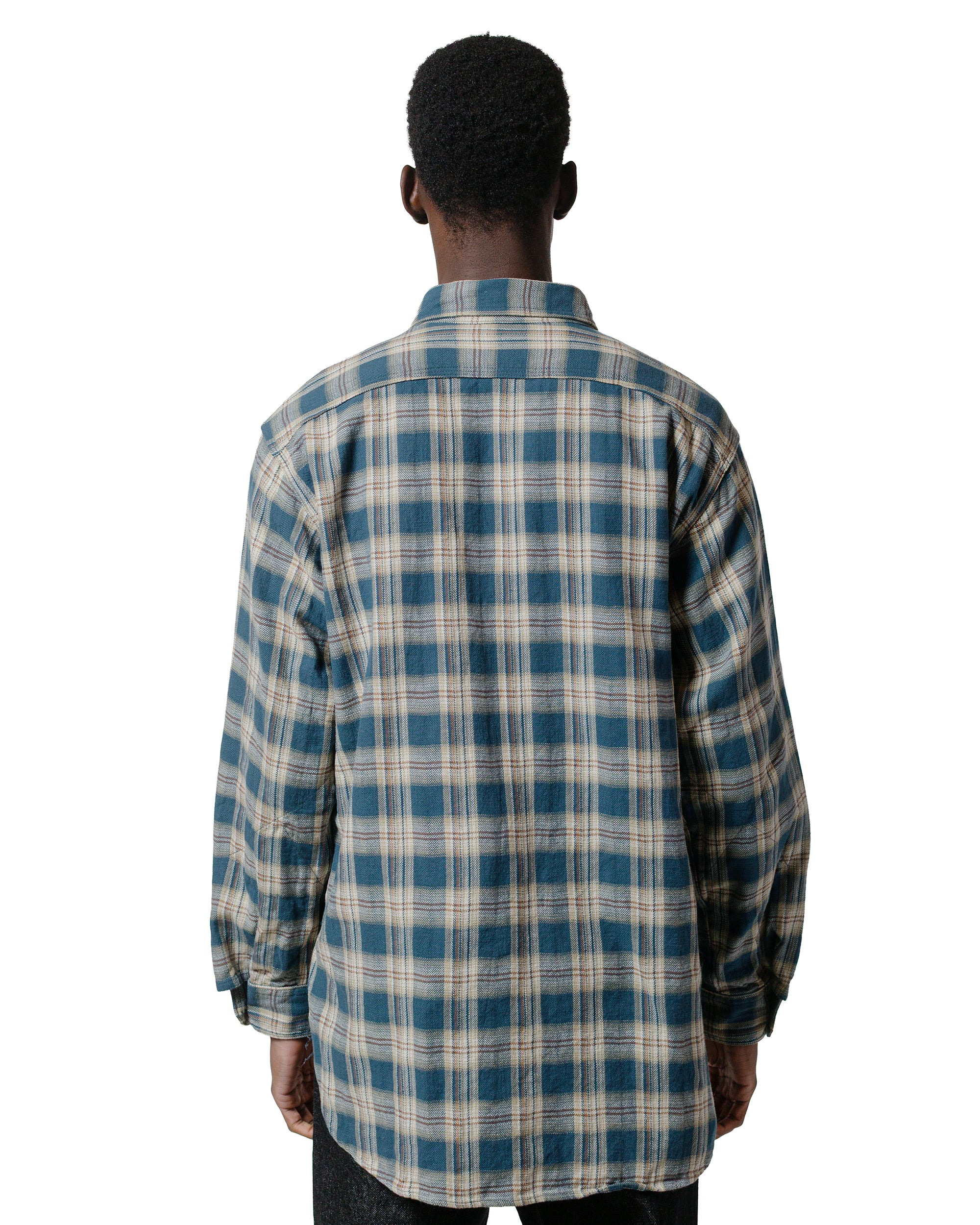 Work Shirt Navy Cotton Plaid Jacquard - 3