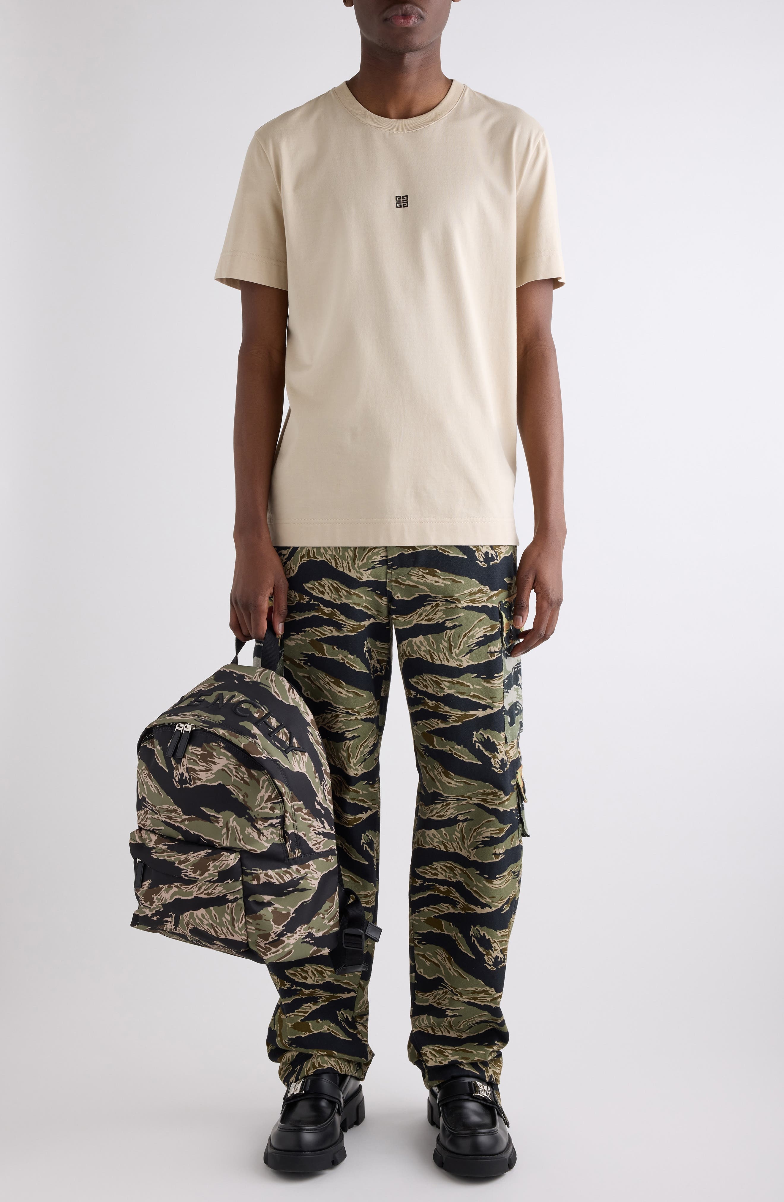 Givenchy Slim Fit 4G Embroidered Cotton T-Shirt in Light Beige at Nordstrom - 2