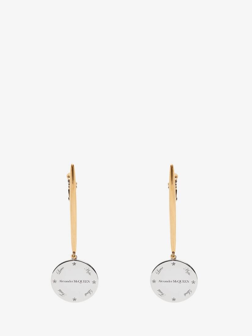 Medallion Stick Earrings in Antique Silver - 1
