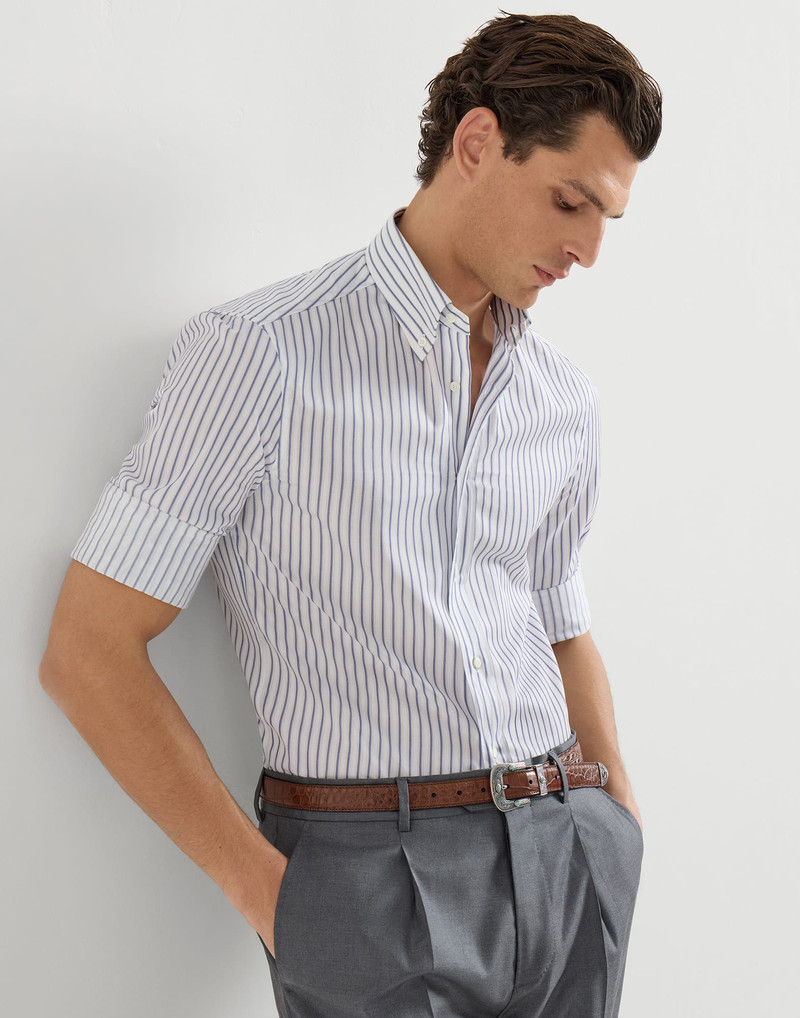 Multistripe twill slim fit shirt with button-down collar 2