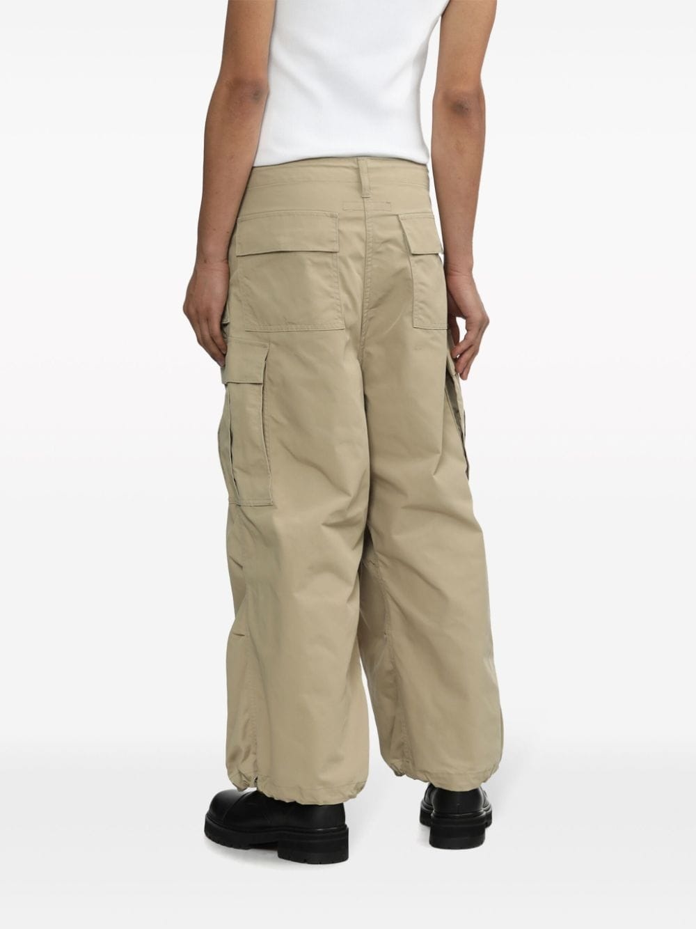 asymmetric wide-leg cargo trousers - 4