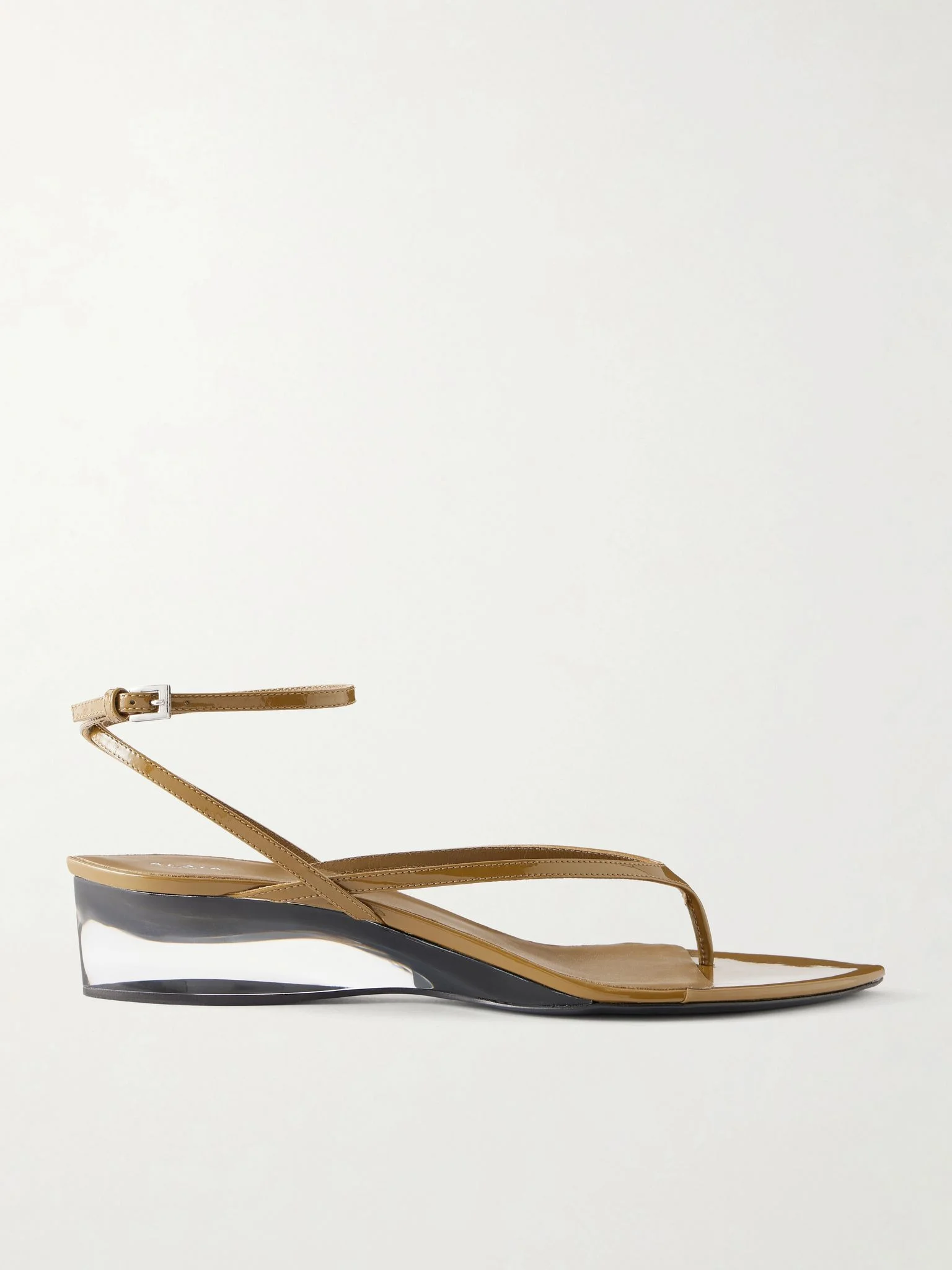 Patent leather and plexiglass wedge sandals Green - 1