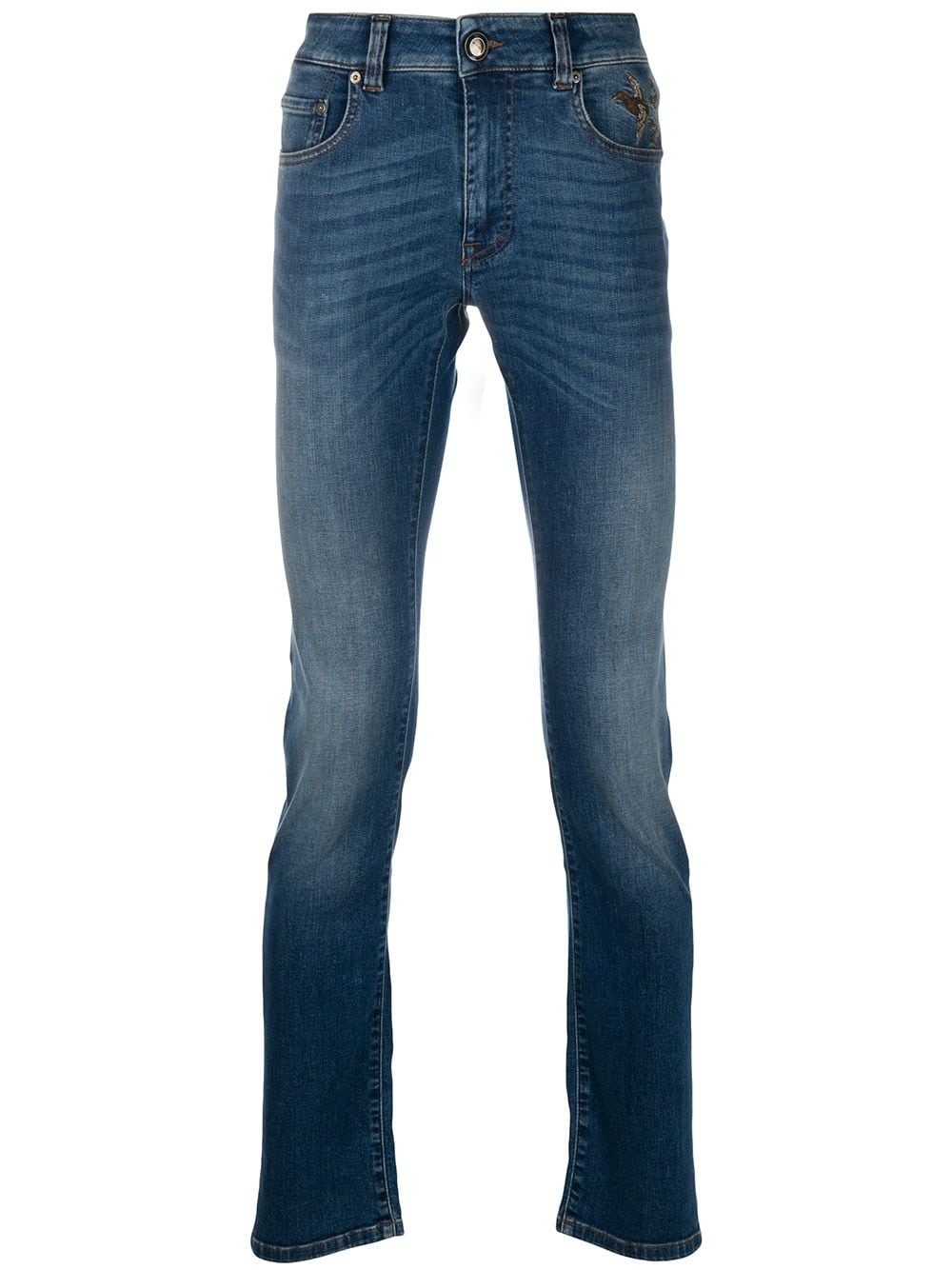 duck-embroidered slim-fit jeans - 1