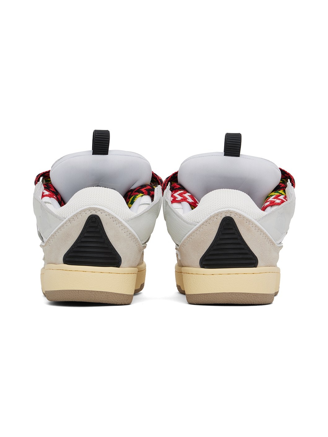 White & Gray Leather Curb Sneakers - 2