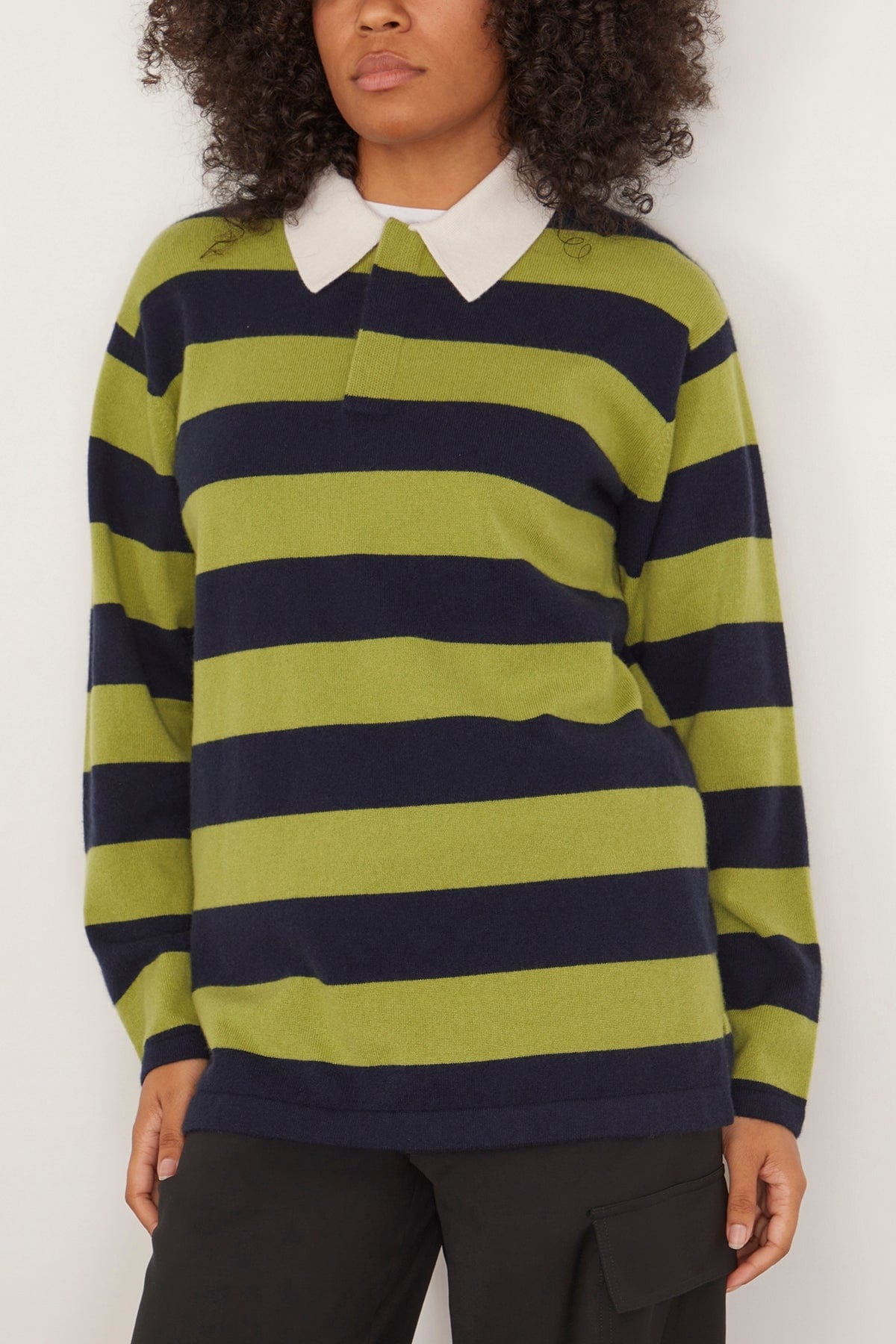 Rugby Sweater in Matcha/Midnight Stripe - 3