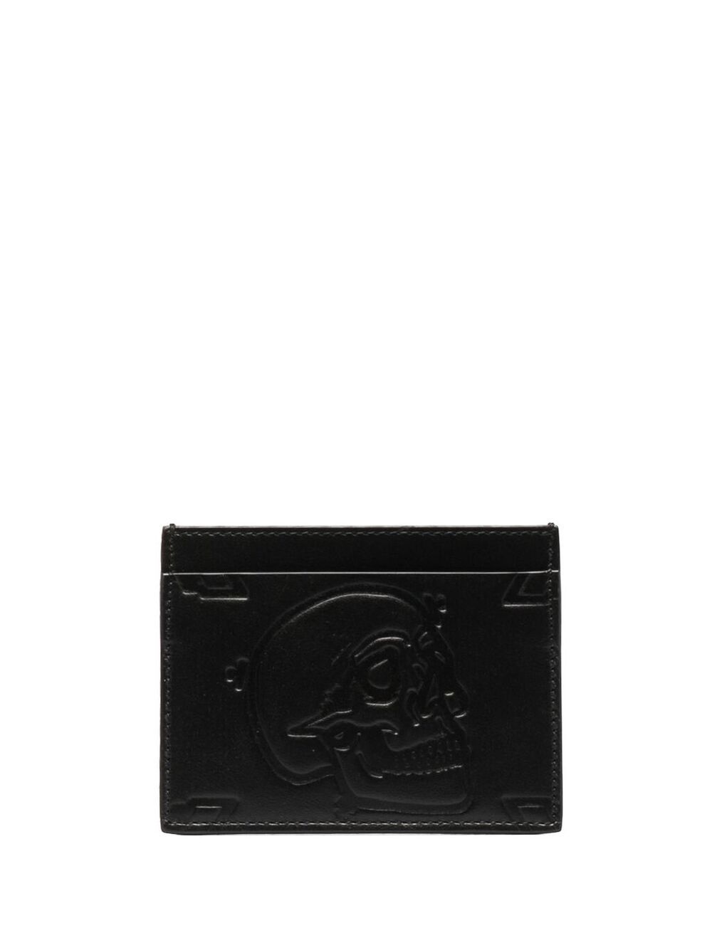 skull-embossed leather card holder - 2