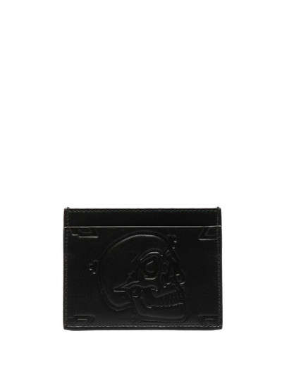 PHILIPP PLEIN skull-embossed leather card holder outlook