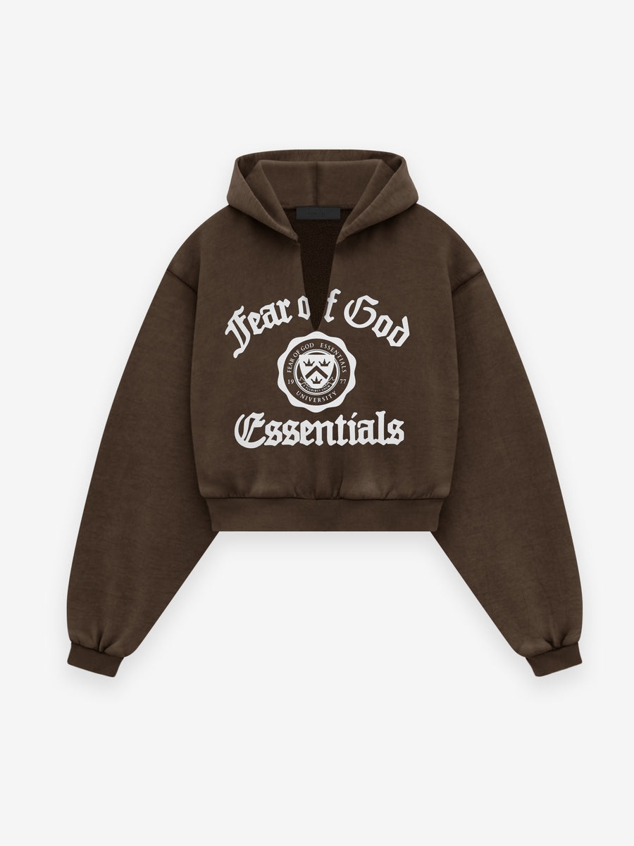 Women's Heavy Fleece Cropped V-Neck Hoodie - 1
