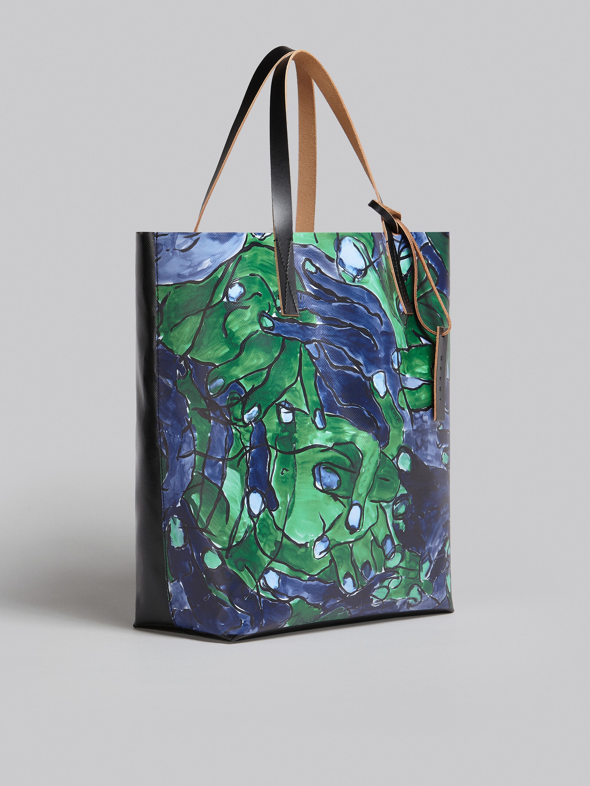 TRIBECA SHOPPING BAG WITH BLUE AND GREEN MANI PRINT - 6