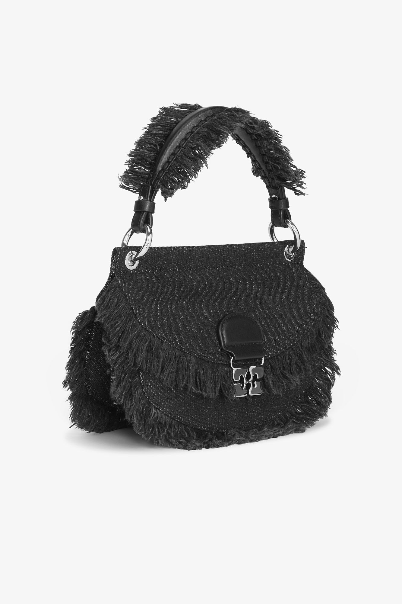 BLACK DENIM MINI TOP HANDLE APO-G BAG - 2