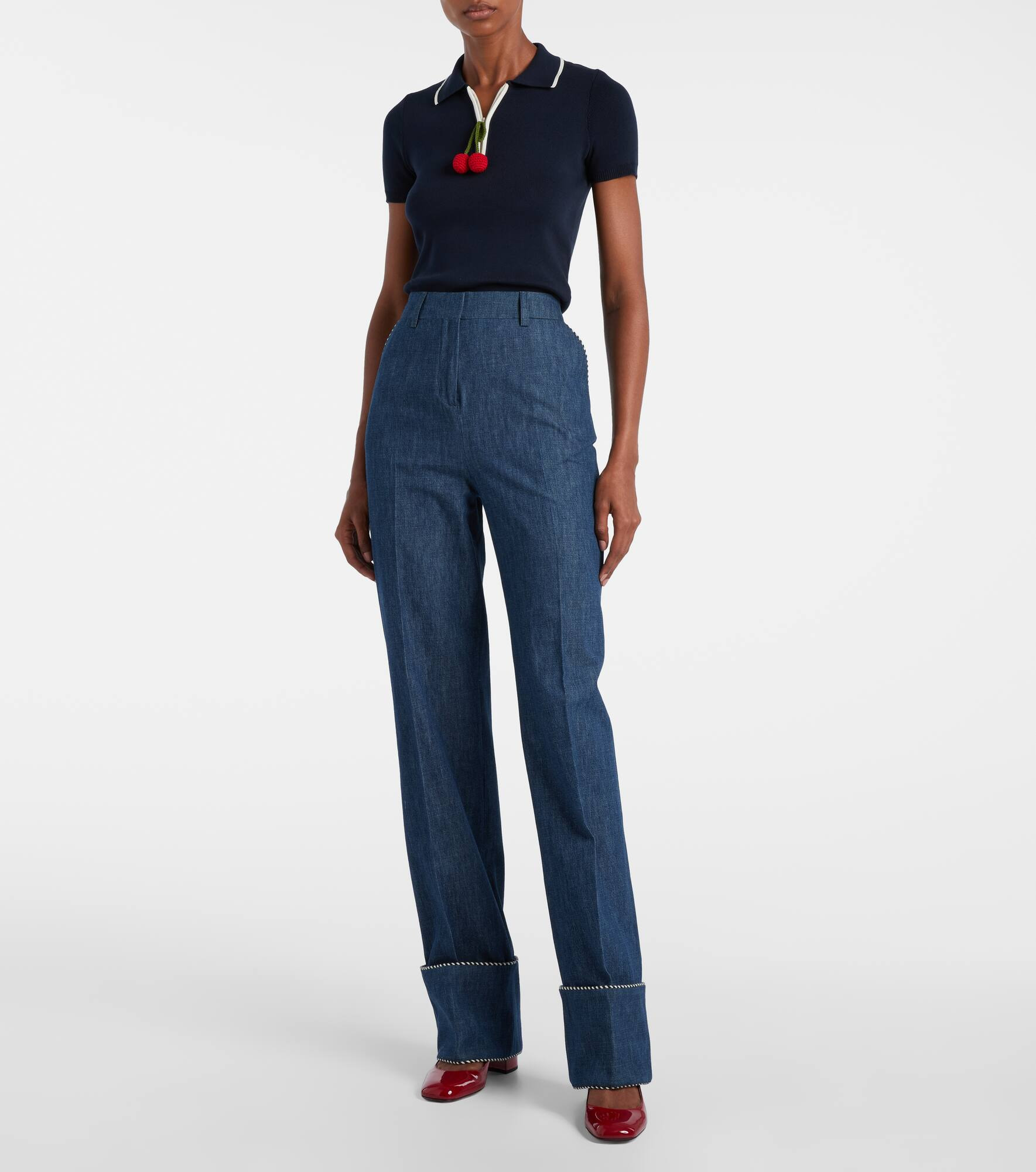 Chambray straight pants - 7