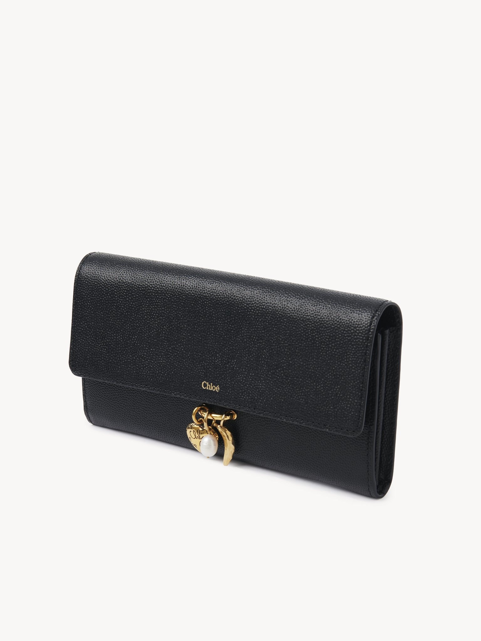 CHLOÉ CHARMS LONG WALLET WITH FLAP IN GRAINED LEATHER - 2