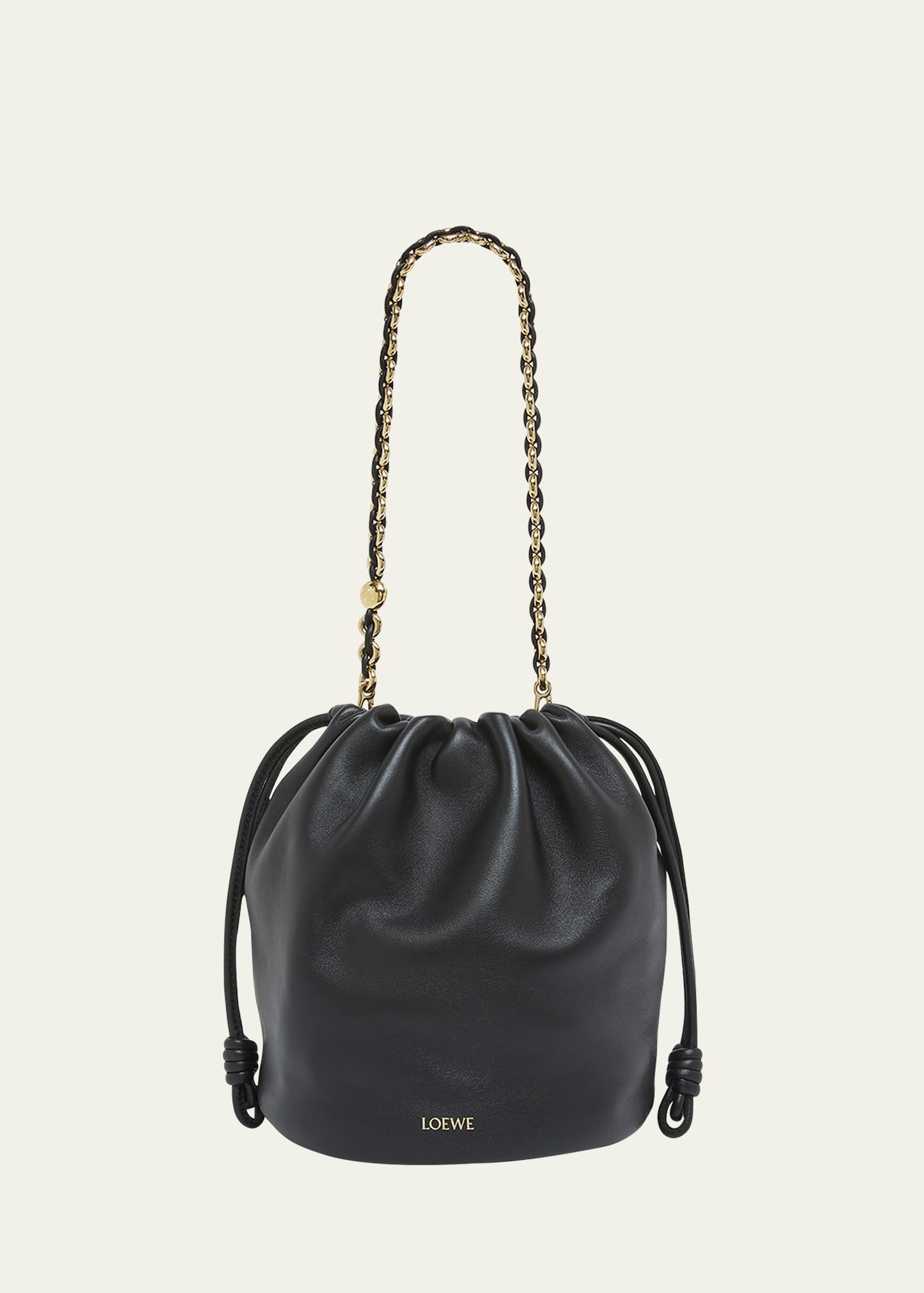 x Paula’s Ibiza Flamenco Bucket Bag in Napa Leather with Chain - 1