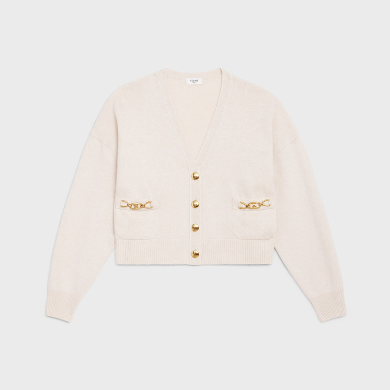 CARDIGAN WITH GOURMETTE IN HERITAGE CASHMERE 1