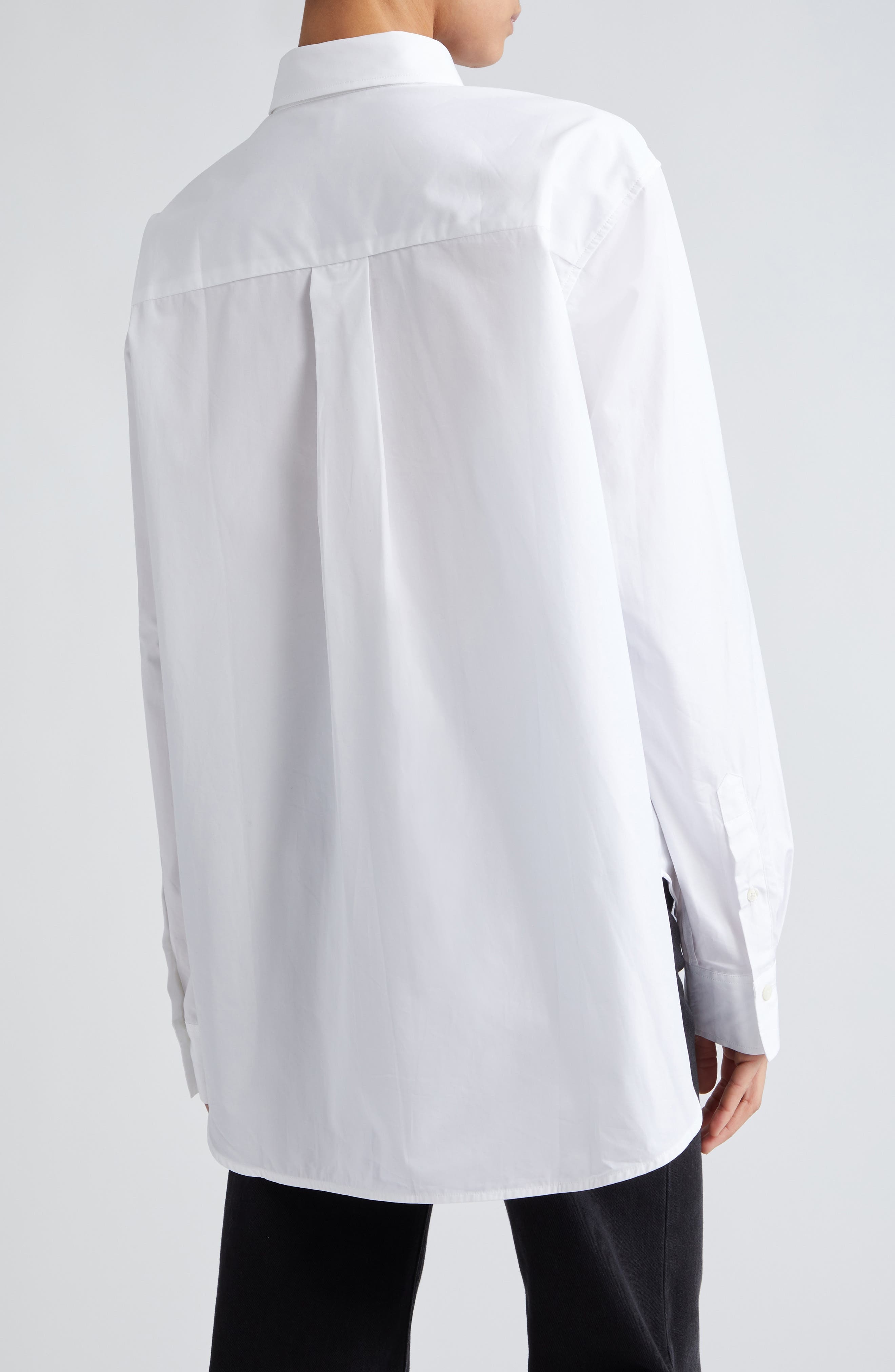TOTEME Signature Organic Cotton Poplin Button-Up Shirt in White at Nordstrom - 3