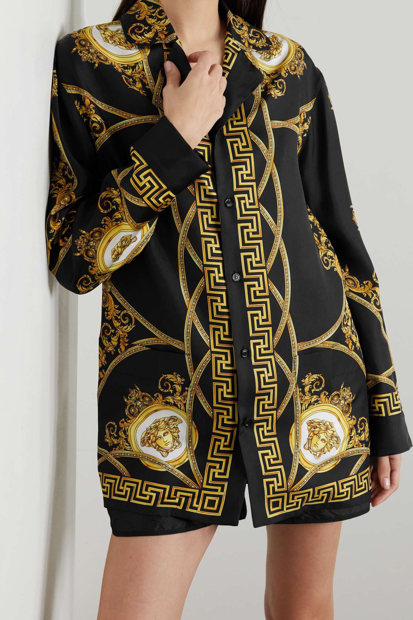 Printed silk-twill pajama shirt - 2