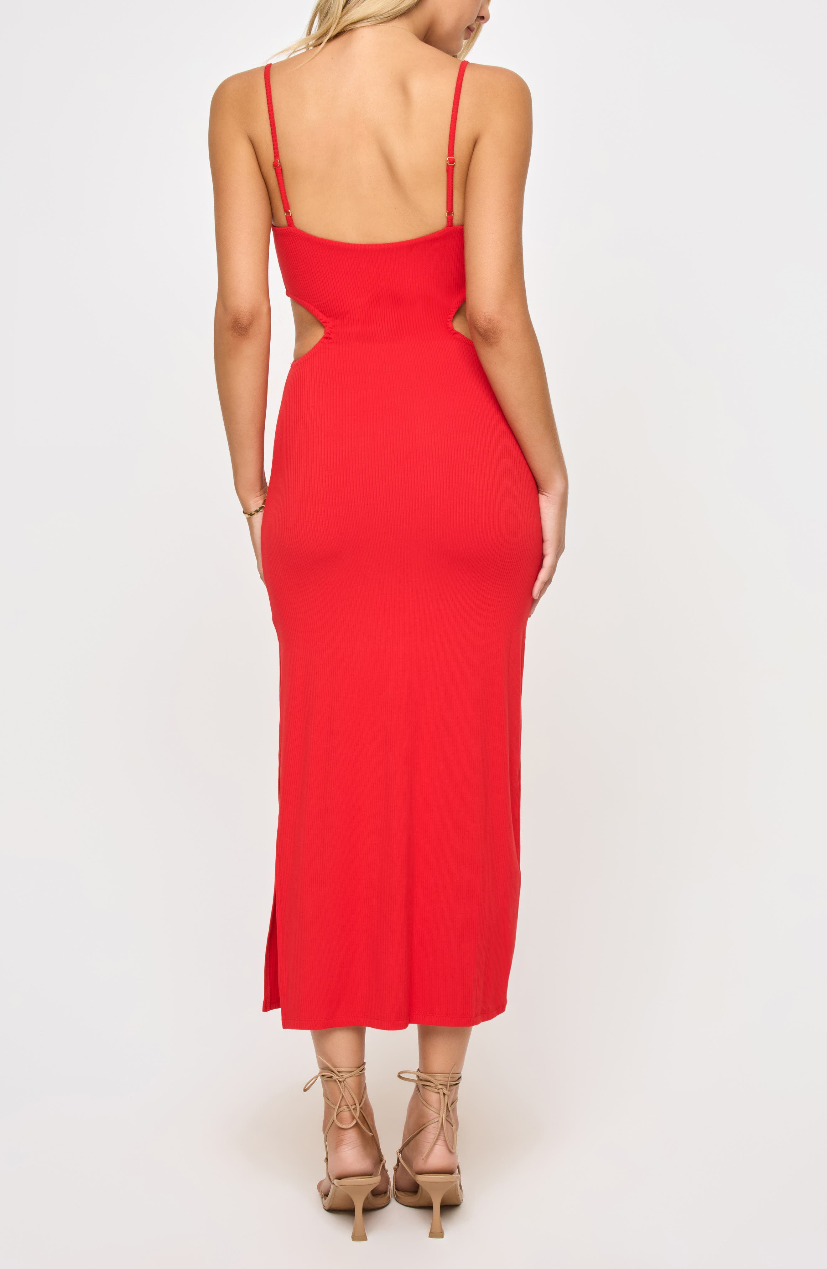 LSPACE Cameron Cutout Rib Cover-Up Midi Dress in Flame at Nordstrom - 2