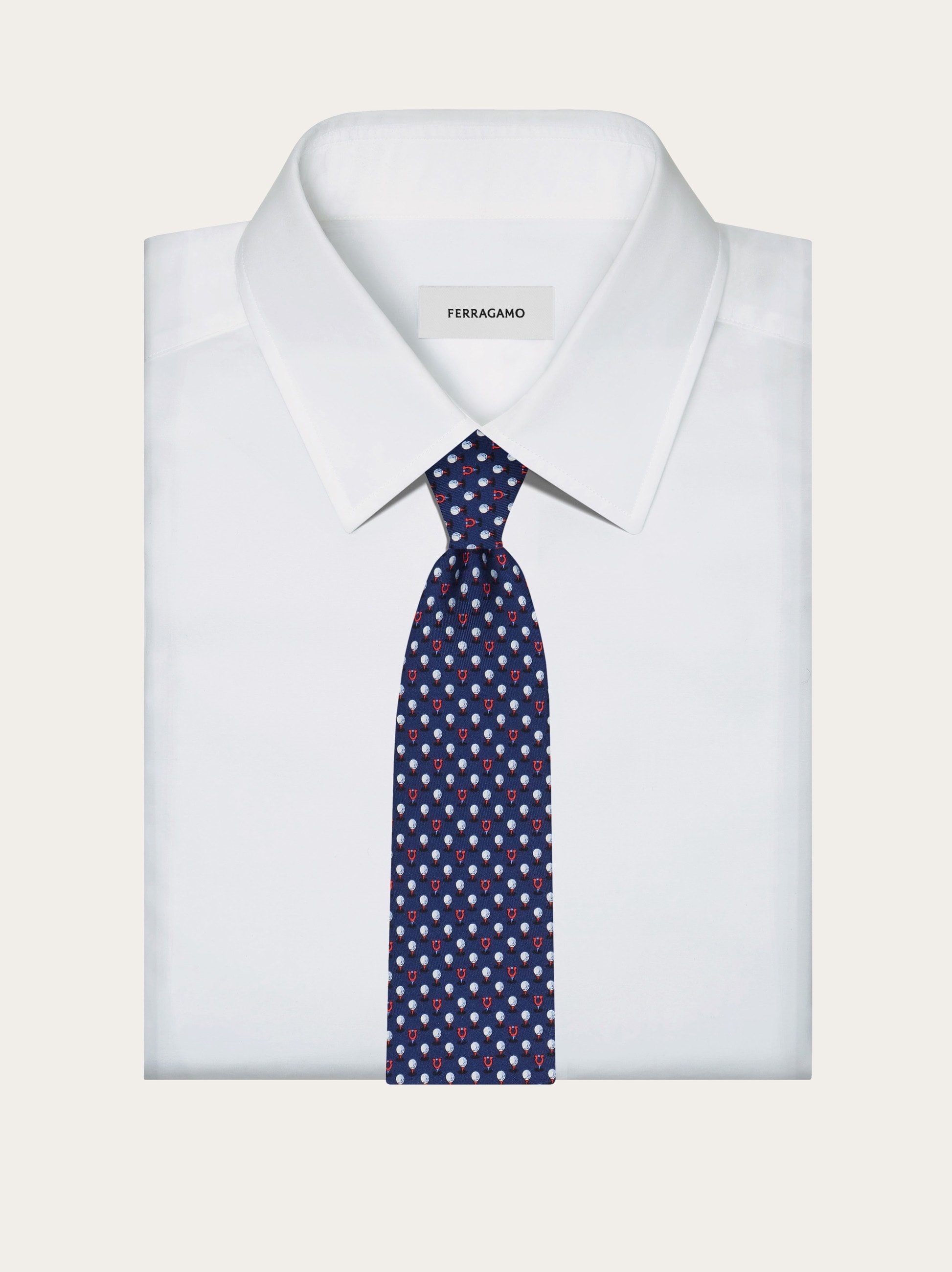 Silk tie with golf and Gancini - 4