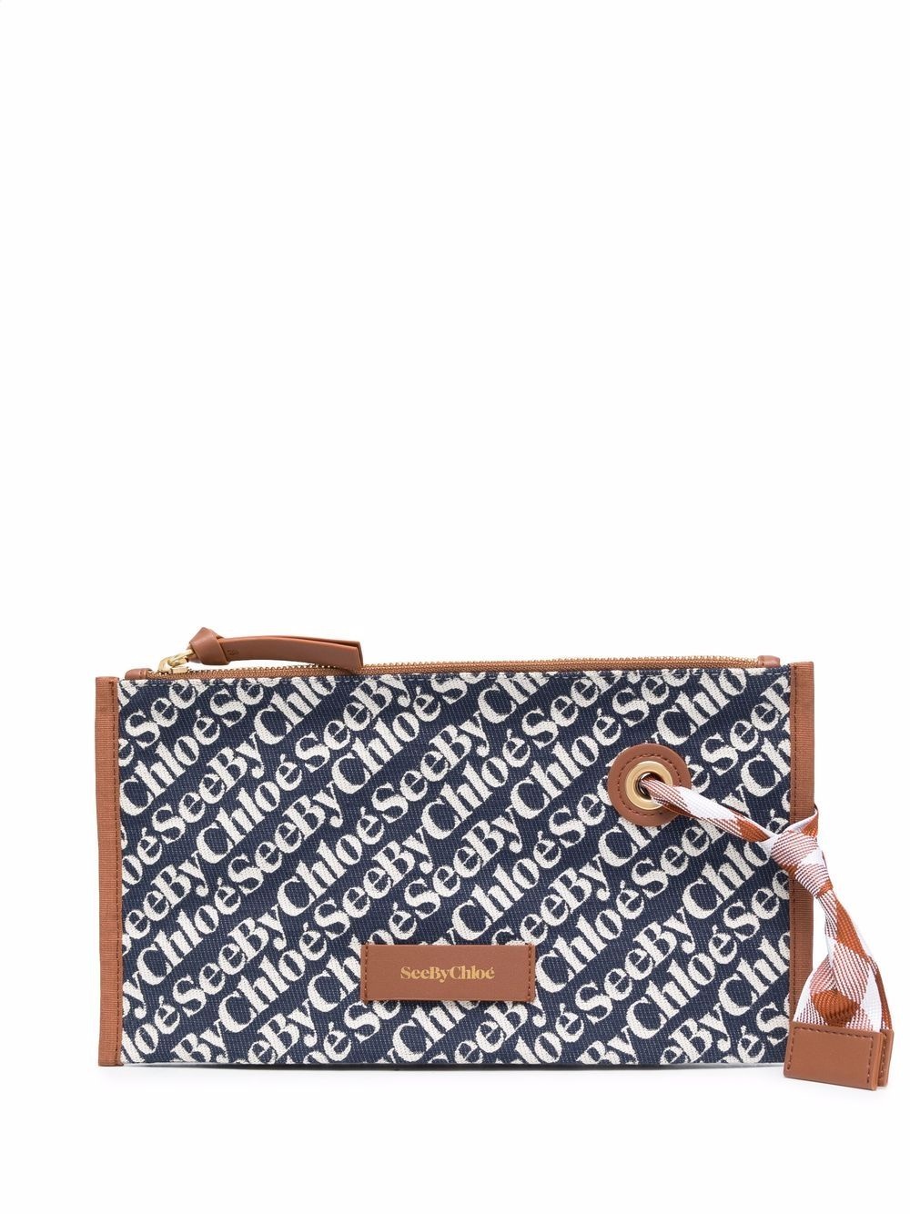 monogram-print zip-up makeup bag - 1