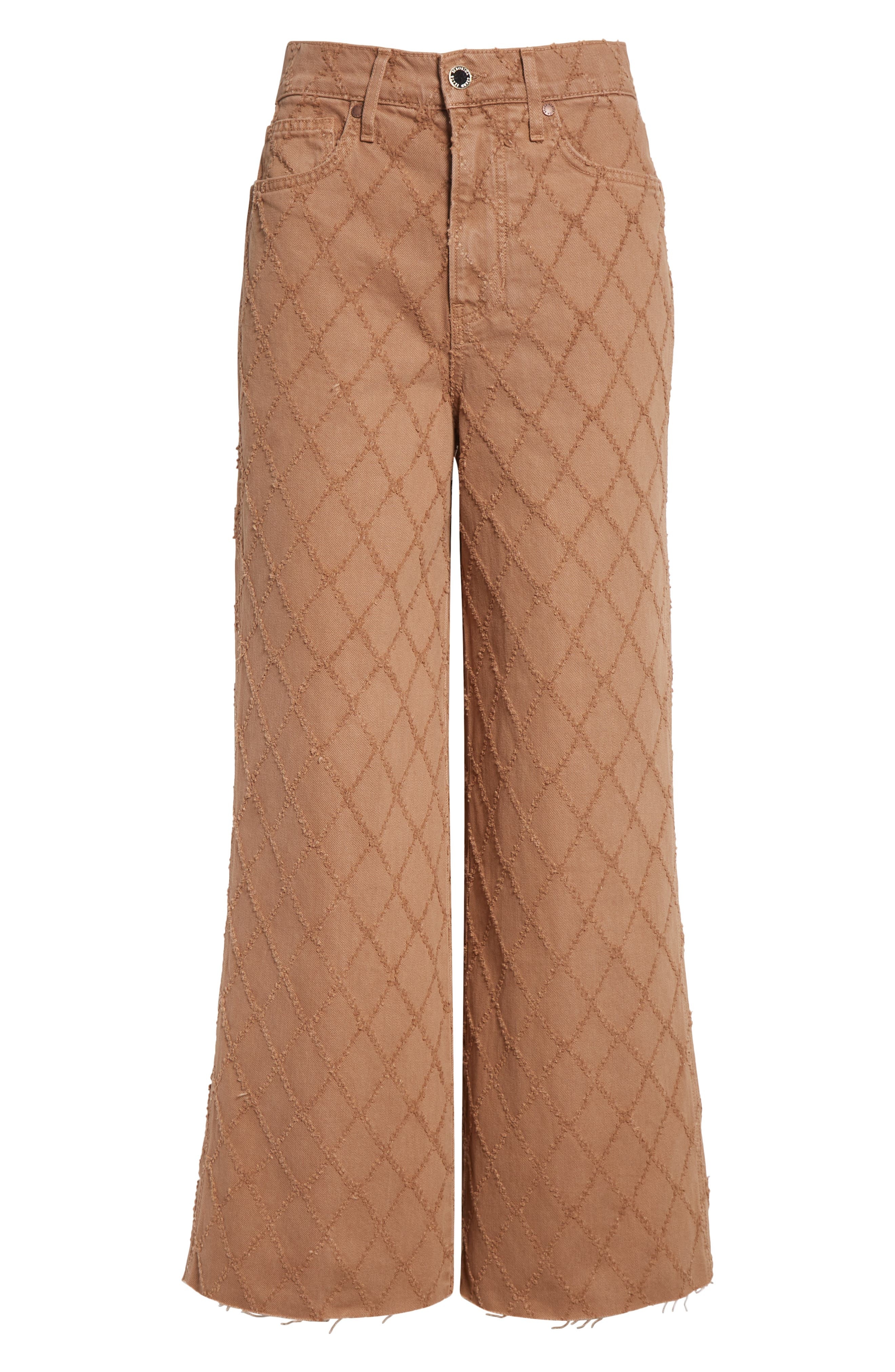Veronica Beard High Waist Diamond Jacquard Crop Wide Leg Jeans in Hazelnut Stone at Nordstrom - 5