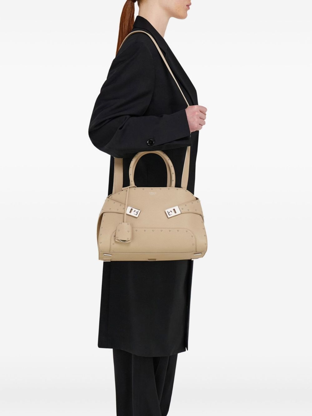 stud-embellished structured tote bag - 3
