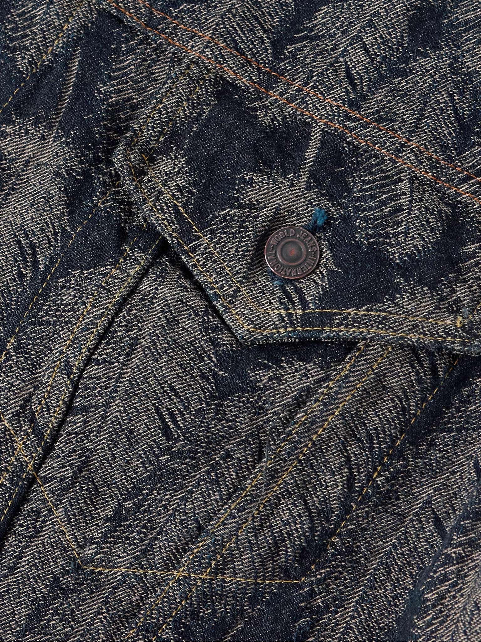 Magpie Distressed Denim-Jacquard Jacket - 4