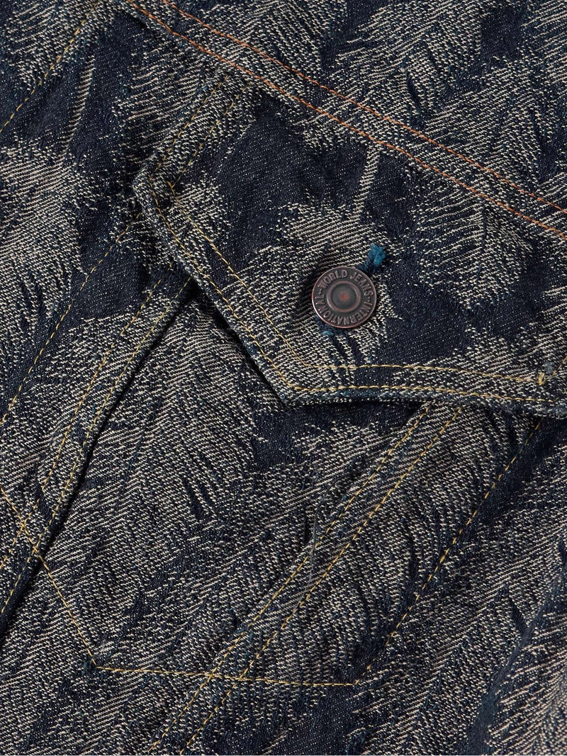 Magpie Distressed Denim-Jacquard Jacket 4