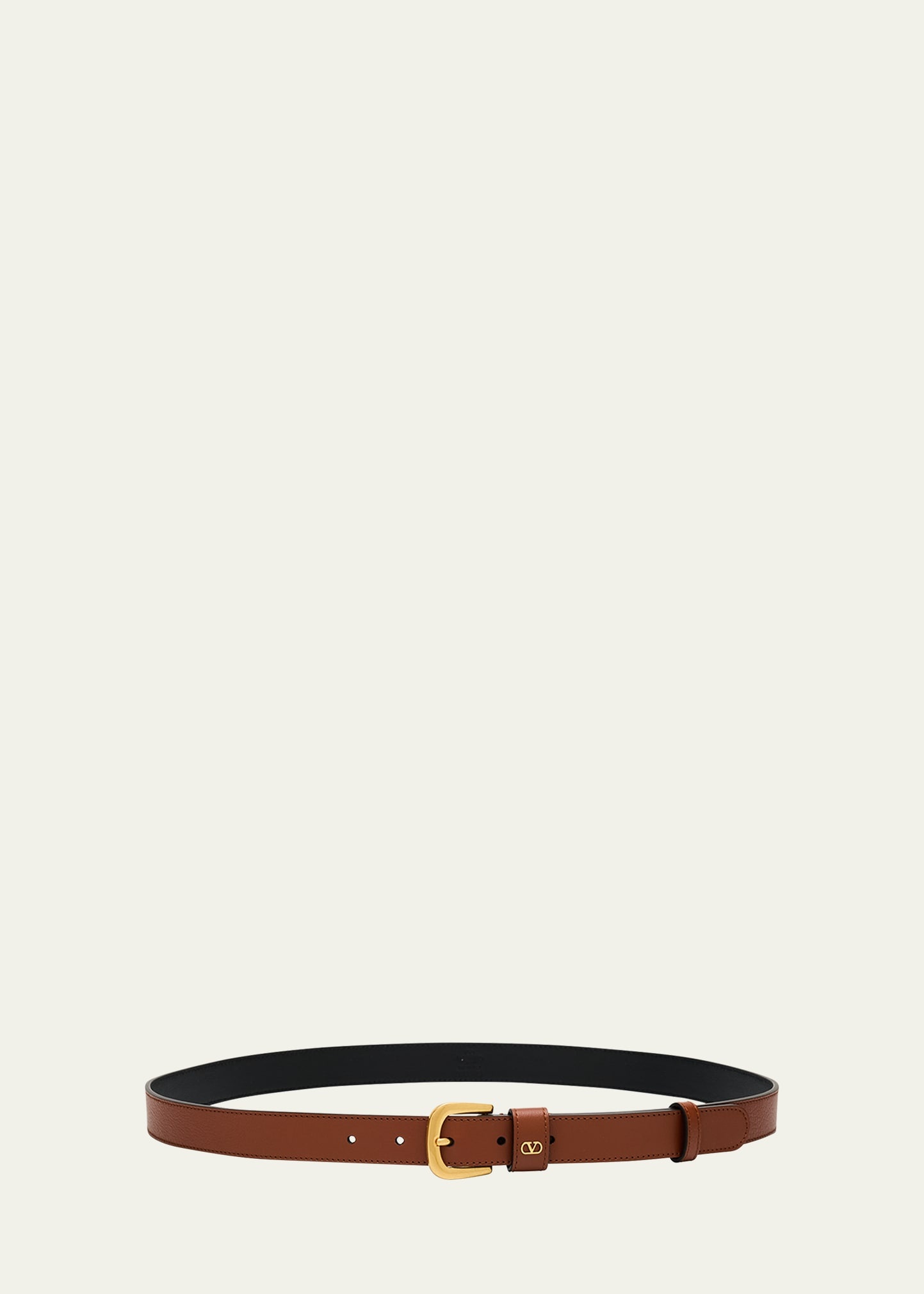 V-Logo Signature Embellished Leather Belt - 1