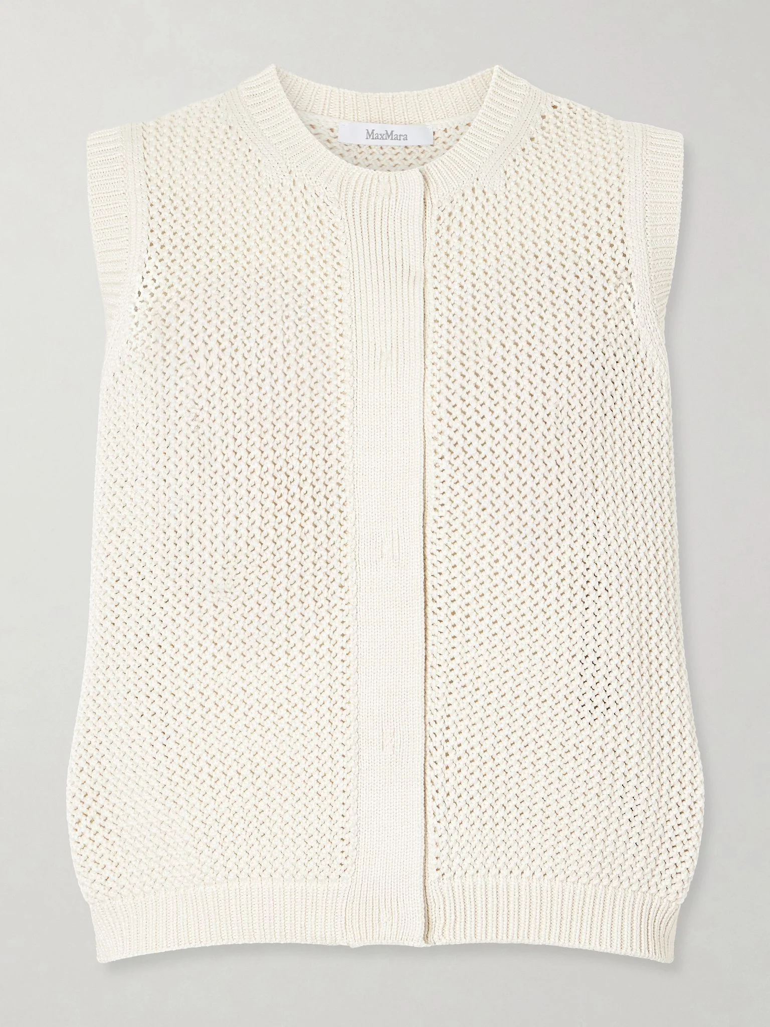 Open-knit silk-blend top Ivory - 1