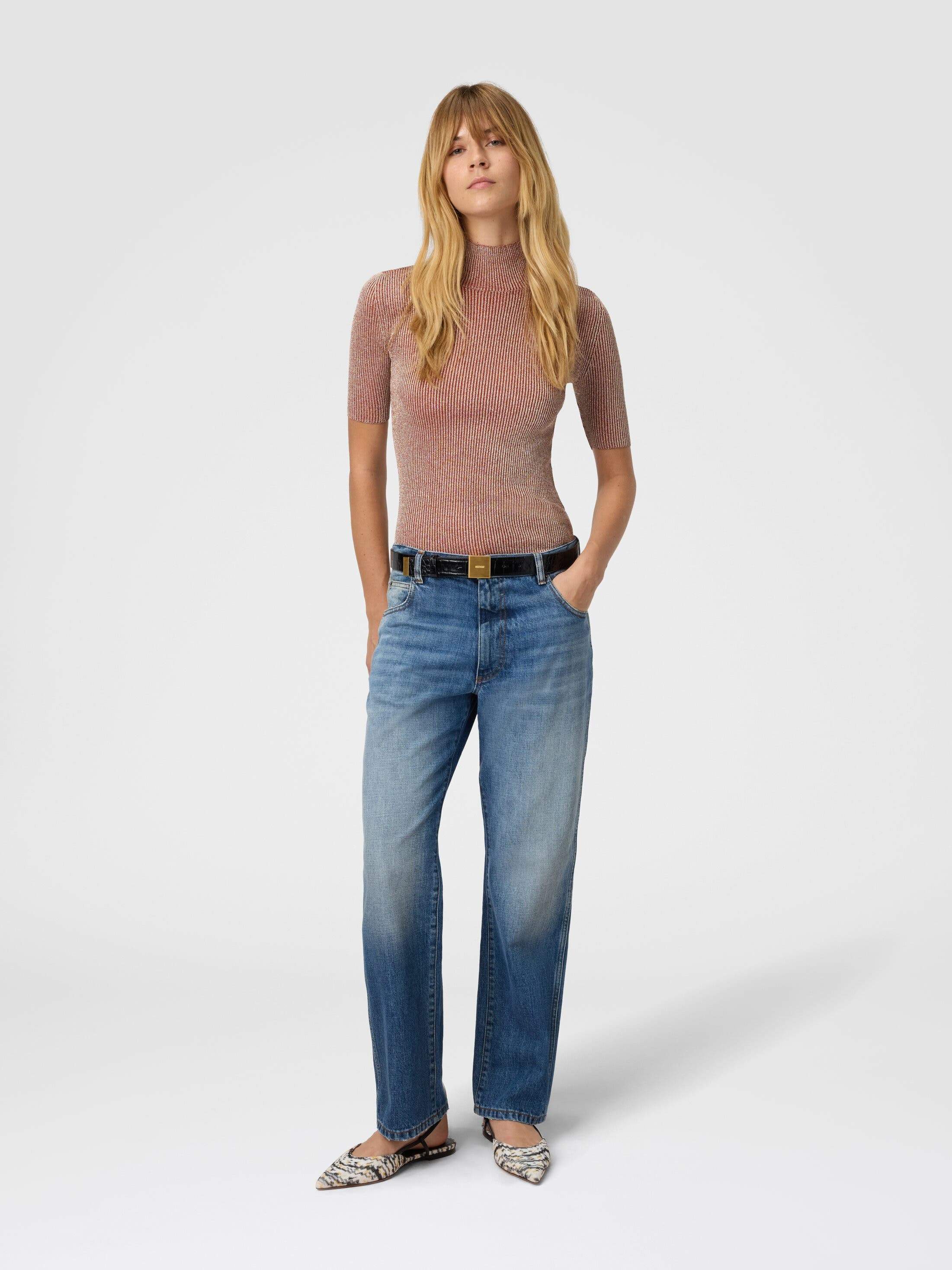 Missoni Mock Neck Sweater With Lamé Threads in Pink Lamé at Nordstrom - 2