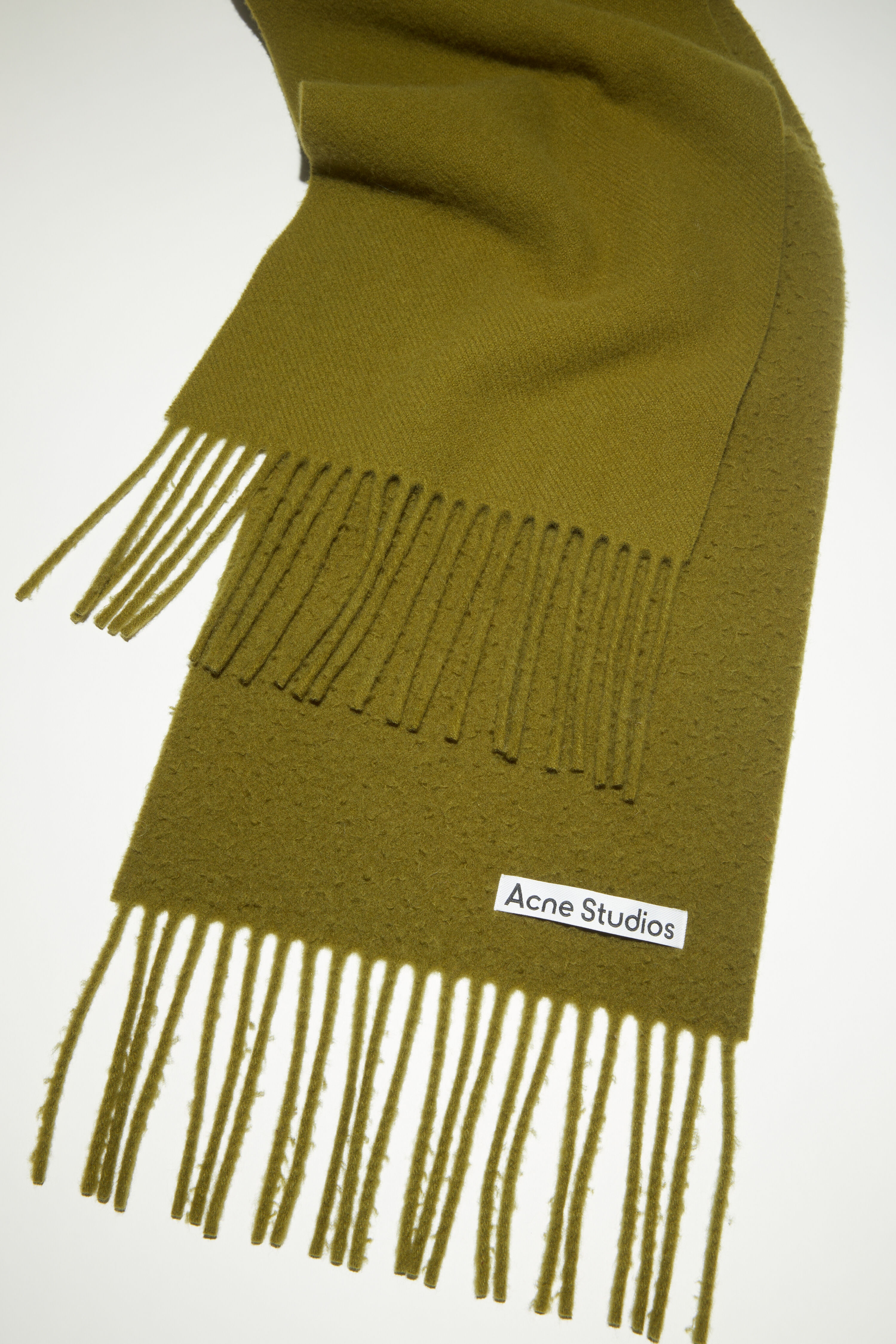 Wool fringe scarf - Olive green - 4