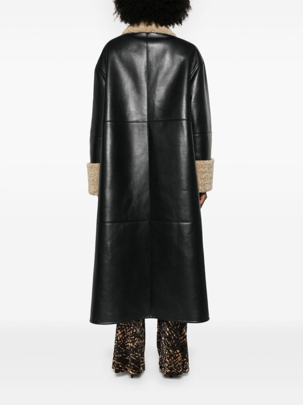 faux-shearling-trim coat - 4