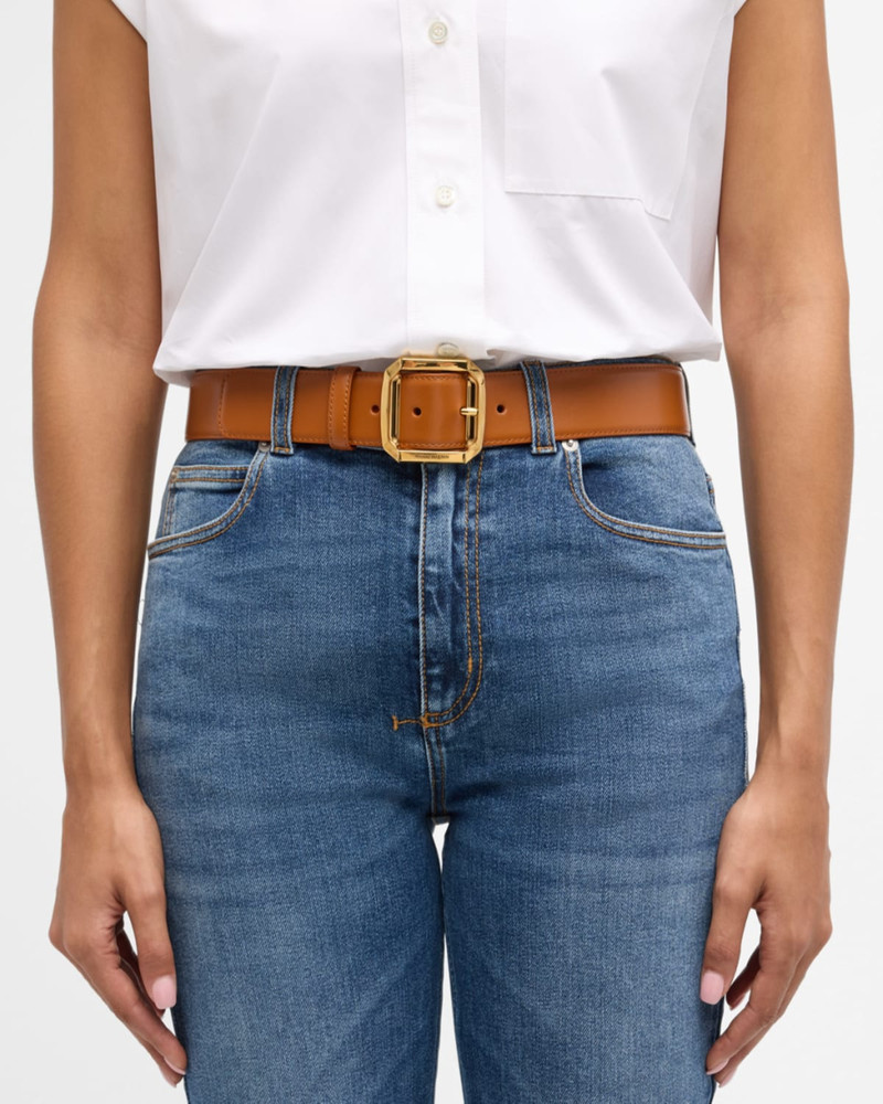 Alexander McQueen Leather Military Buckle Belt outlook