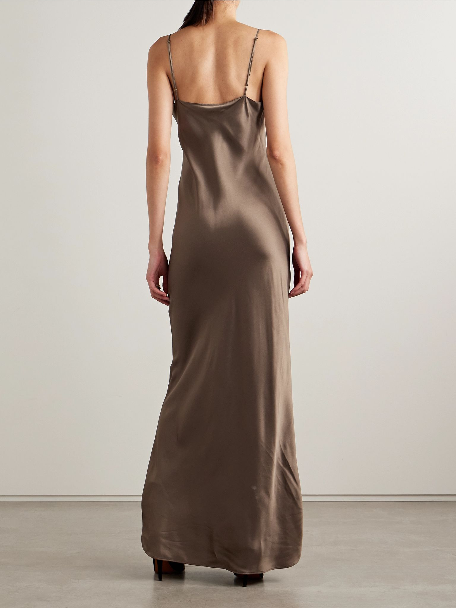 Cami silk-satin gown Brown - 3