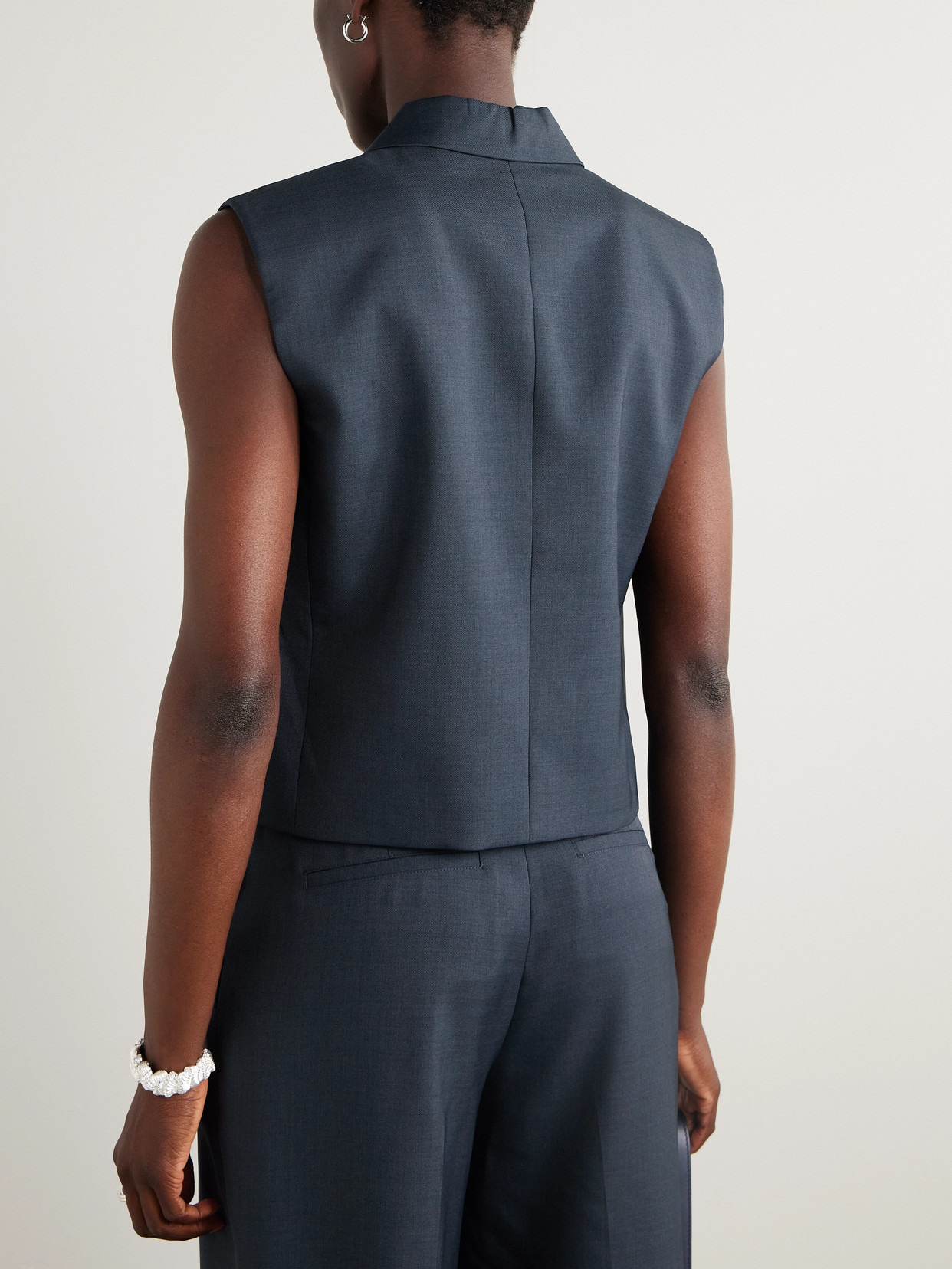 Double-breasted Twill Vest - 3