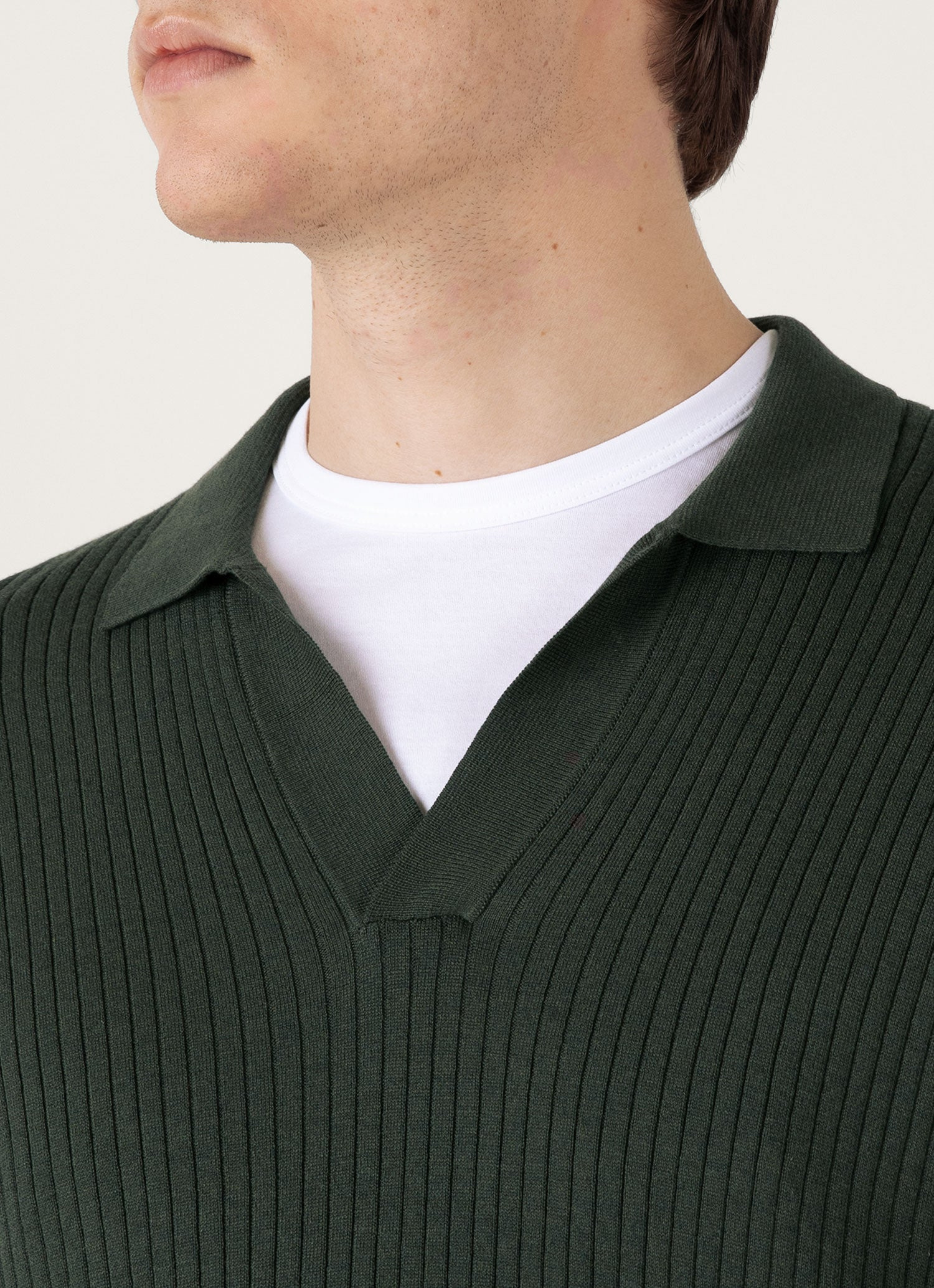 Fine Rib Silk Cotton Polo Shirt - 6