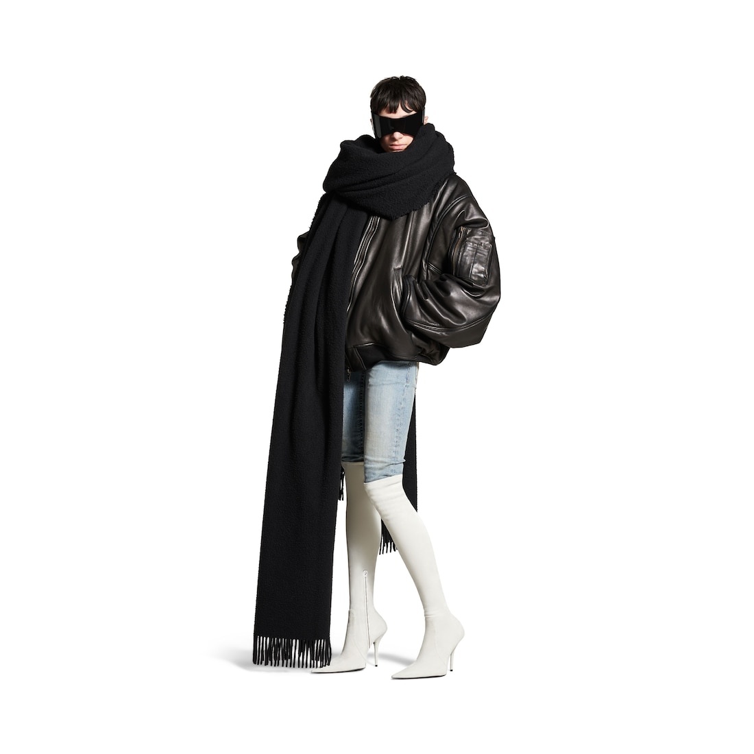 Bomber Leather Jacket in Black - 3